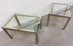 Vintage Italian Modern Renato Zevi Chrome & Glass Side Tables - Set of 2