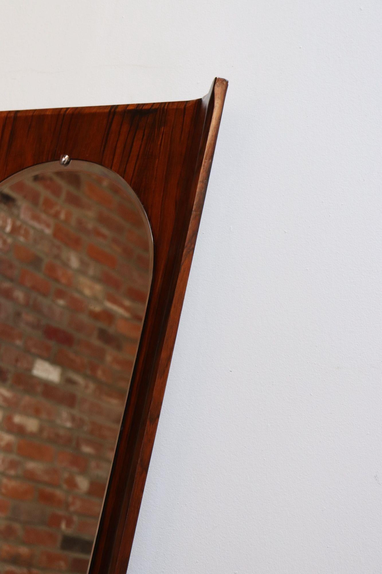 Vintage Italian Modern Rosewood Wall Mirror Designed by Donati for Stil Glass For Sale 4
