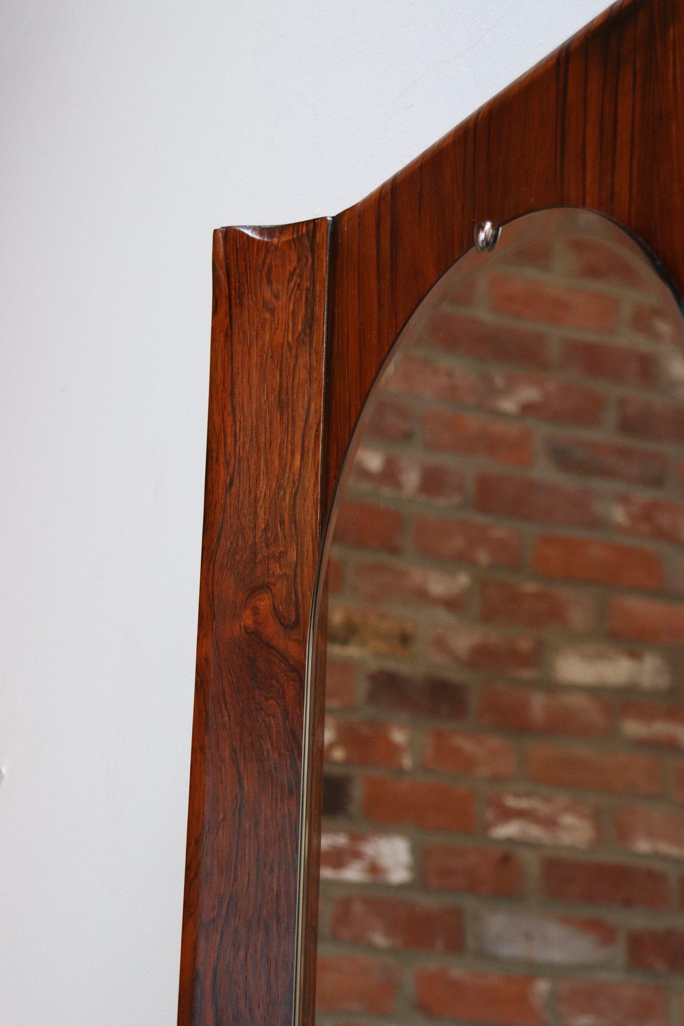 Vintage Italian Modern Rosewood Wall Mirror Designed by Donati for Stil Glass For Sale 5