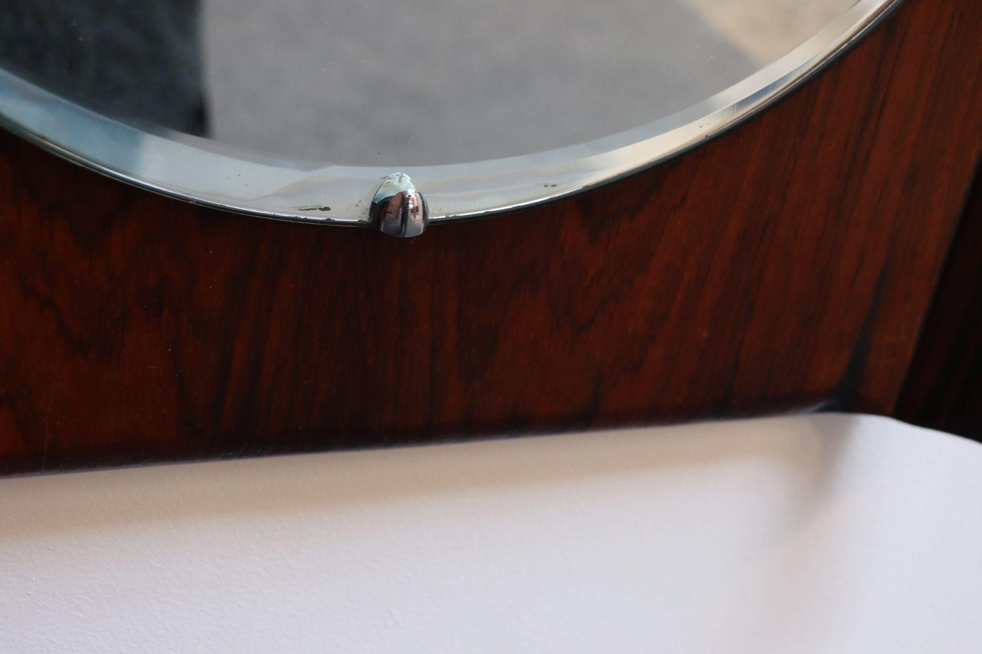 Vintage Italian Modern Rosewood Wall Mirror Designed by Donati for Stil Glass For Sale 6
