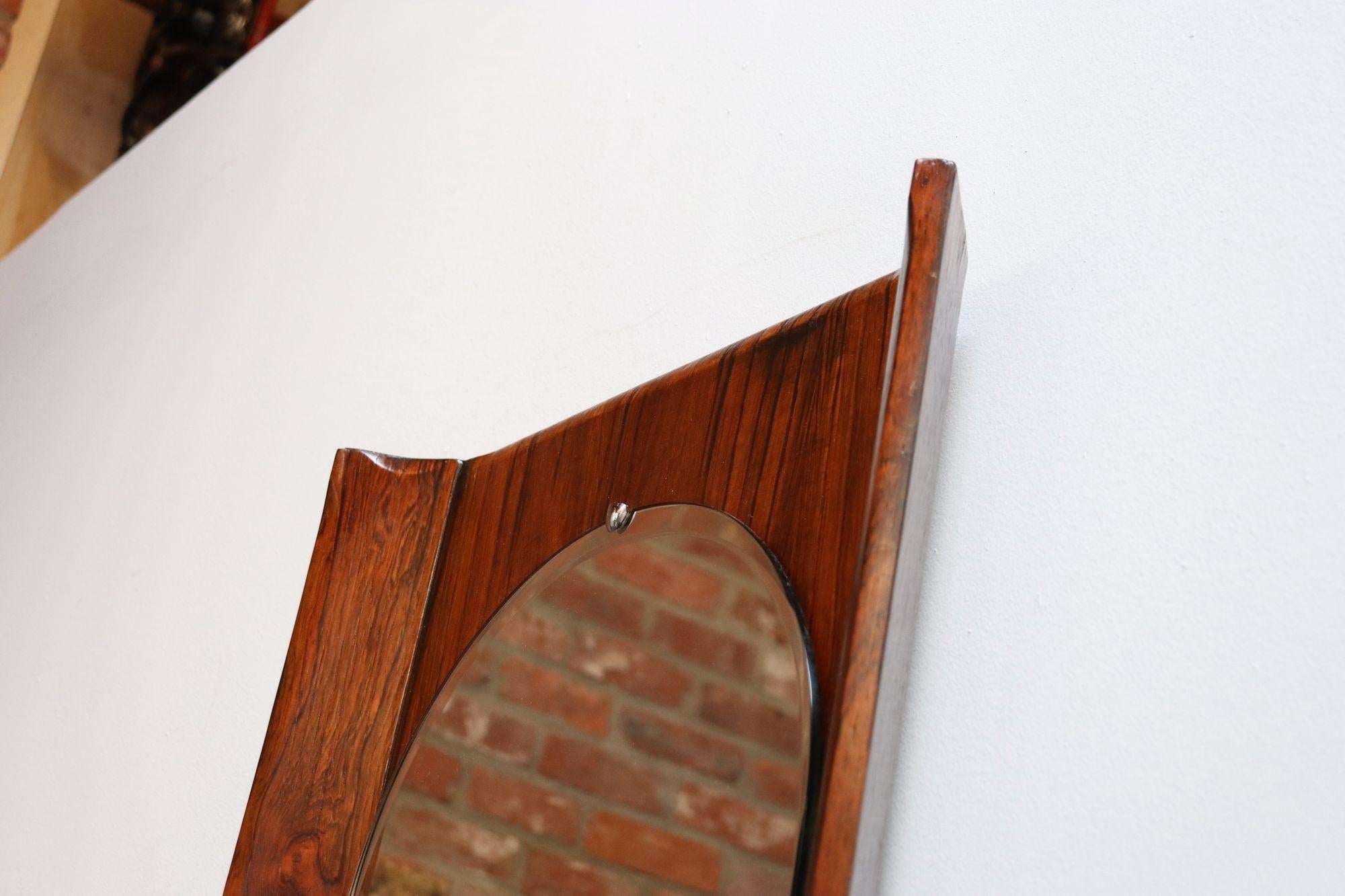 Vintage Italian Modern Rosewood Wall Mirror Designed by Donati for Stil Glass For Sale 7