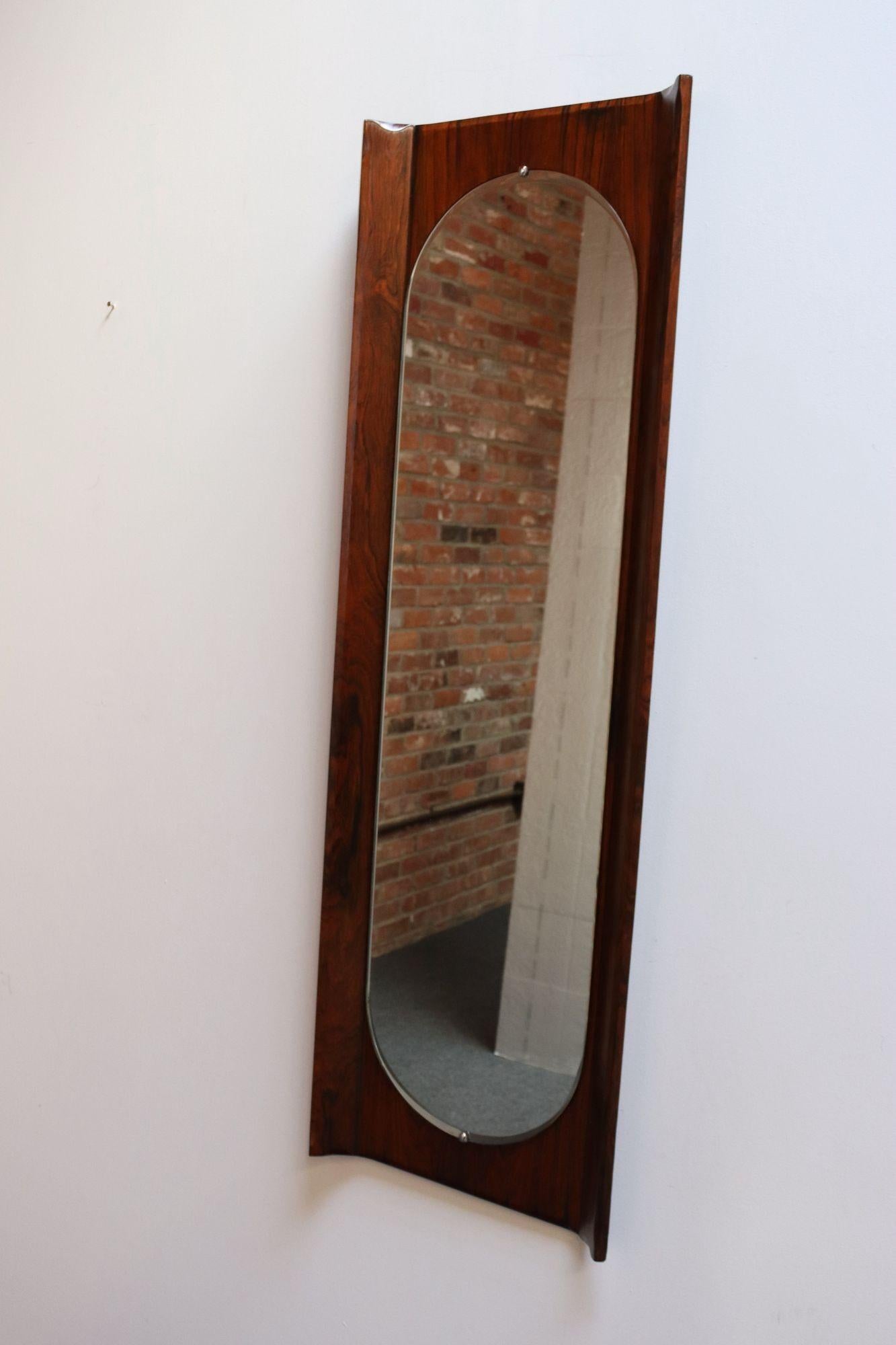 Vintage Italian Modern Rosewood Wall Mirror Designed by Donati for Stil Glass For Sale 10