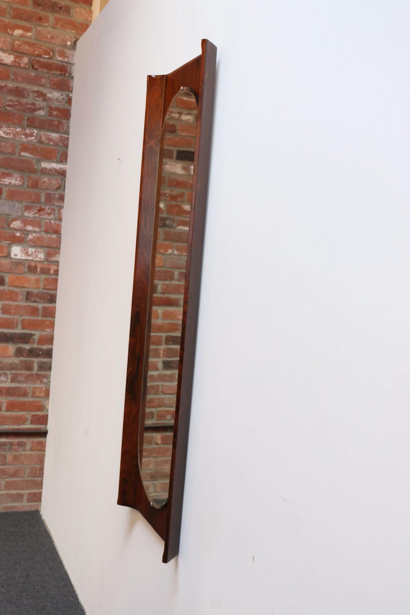 Mid-Century Modern Vintage Italian Modern Rosewood Wall Mirror Designed by Donati for Stil Glass For Sale