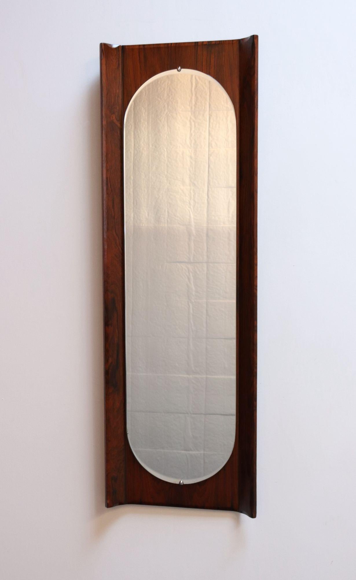 Metal Vintage Italian Modern Rosewood Wall Mirror Designed by Donati for Stil Glass For Sale