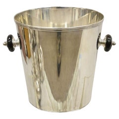 Retro Italian Modern Silver Plated Champagne Chiller Ice Bucket Wooden Handle