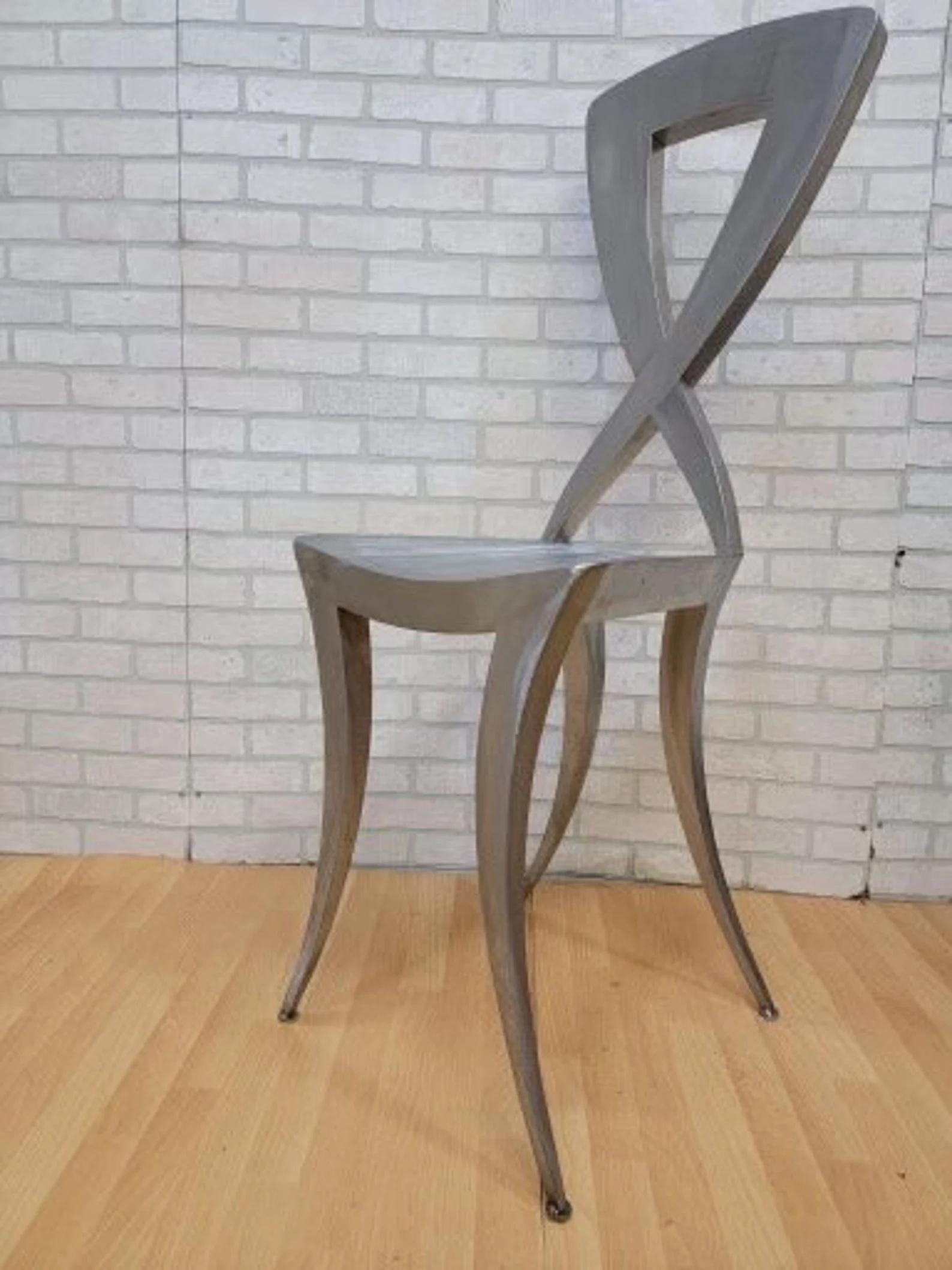Vintage Italian Modern Stainless Steel Silhouette Klismos Style Chairs - Paare (20. Jahrhundert) im Angebot