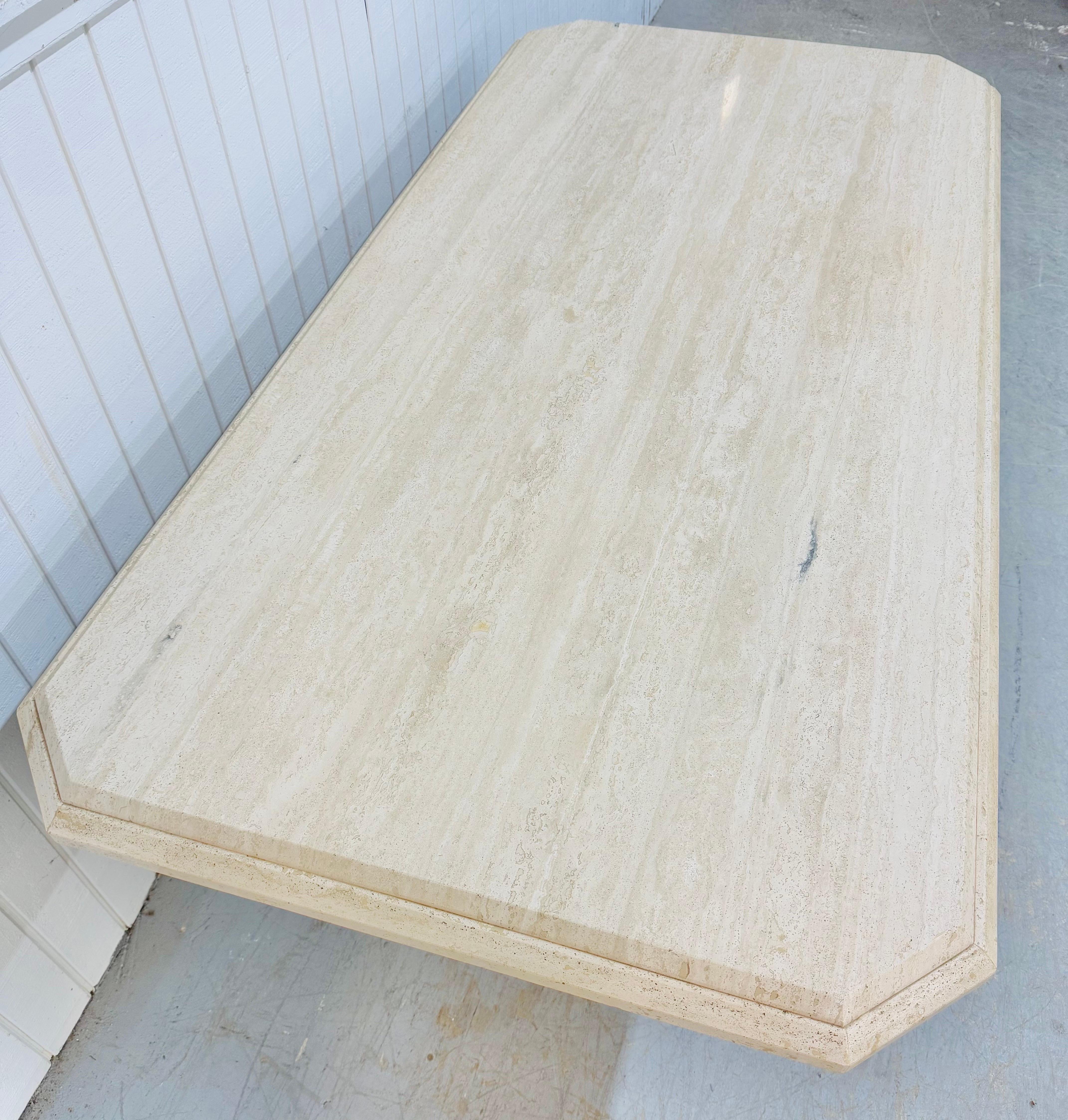 Vintage Italian Modern Travertine Dining Table In Good Condition For Sale In Clarksboro, NJ