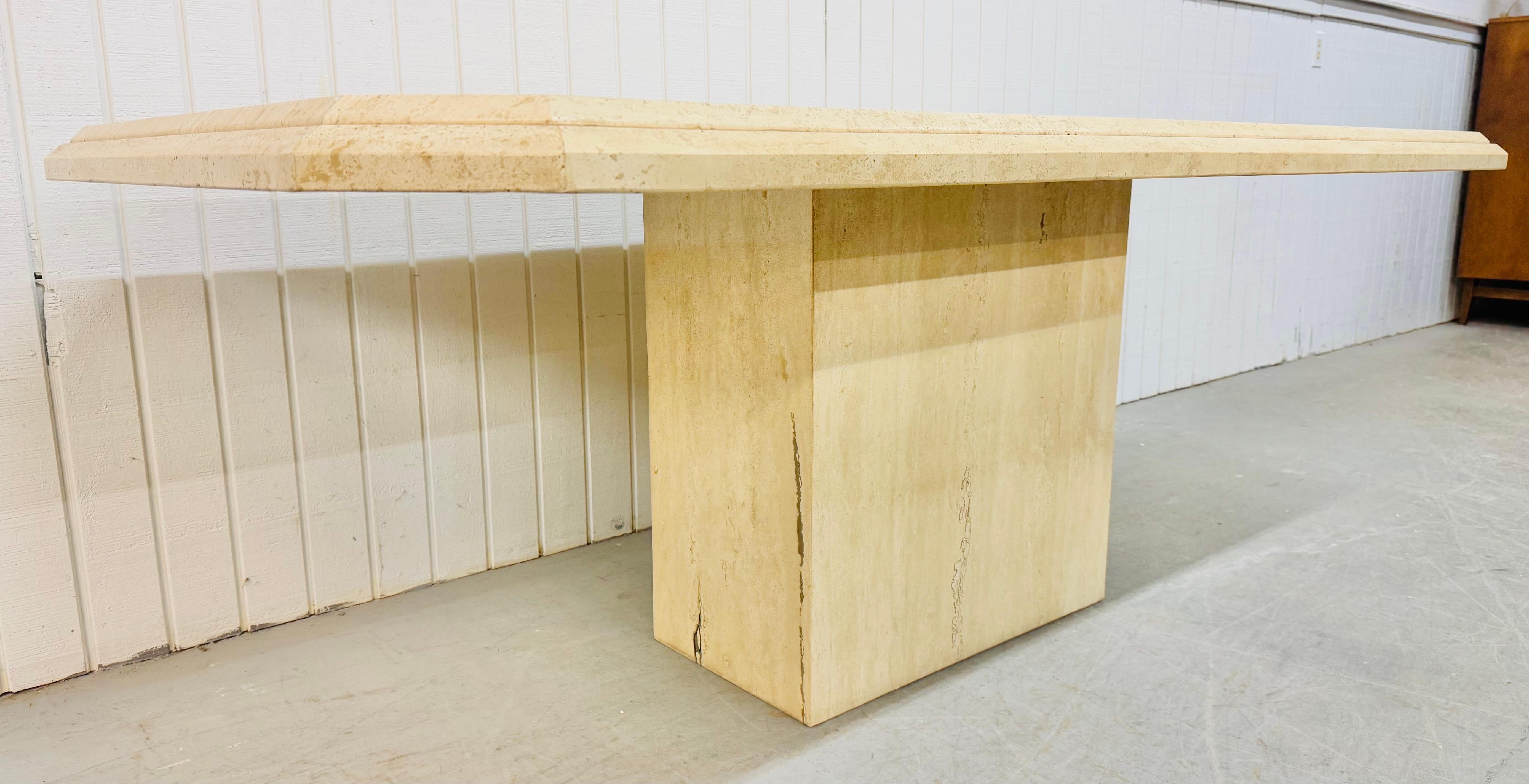 20th Century Vintage Italian Modern Travertine Dining Table For Sale