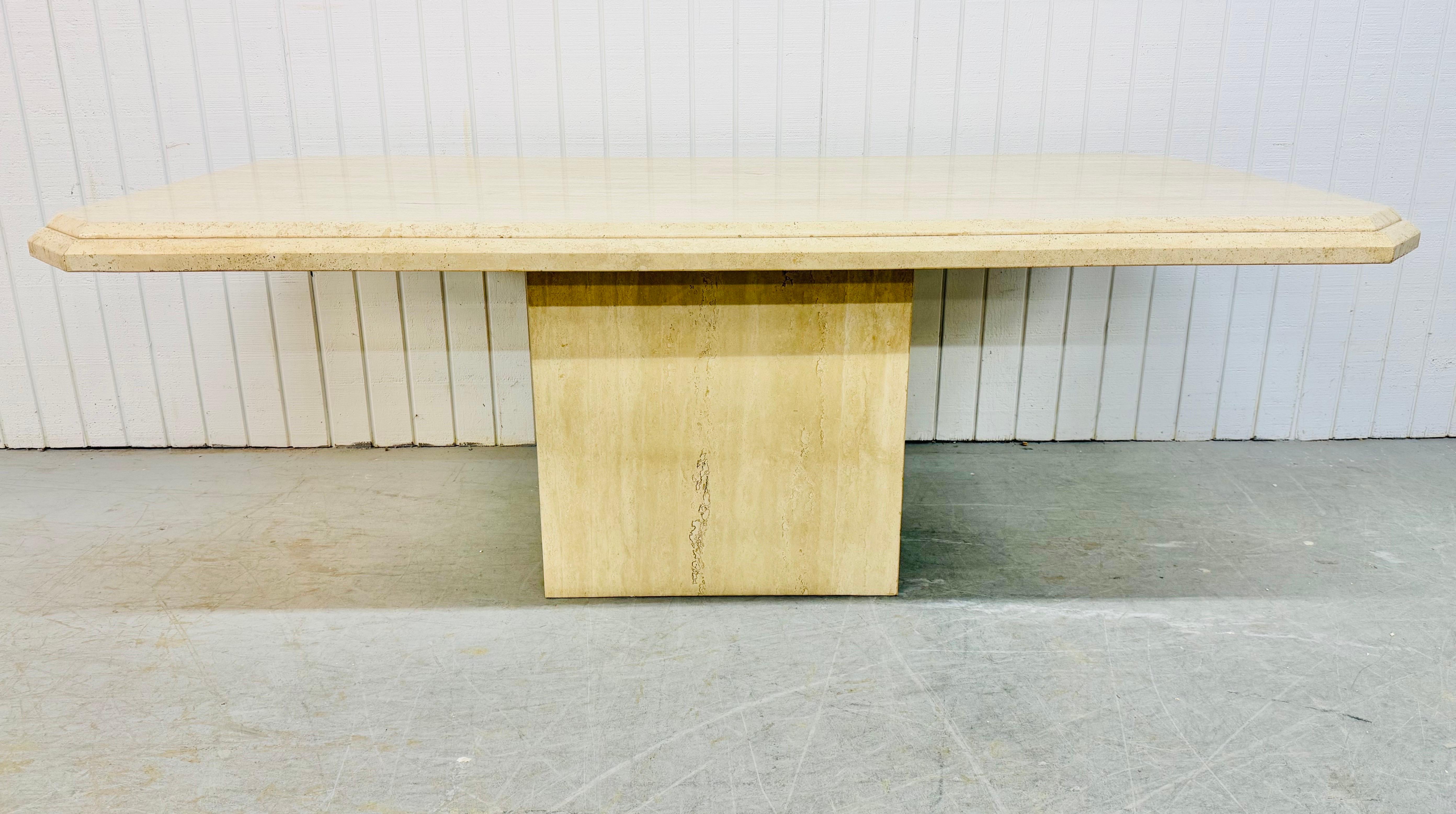 Stone Vintage Italian Modern Travertine Dining Table For Sale