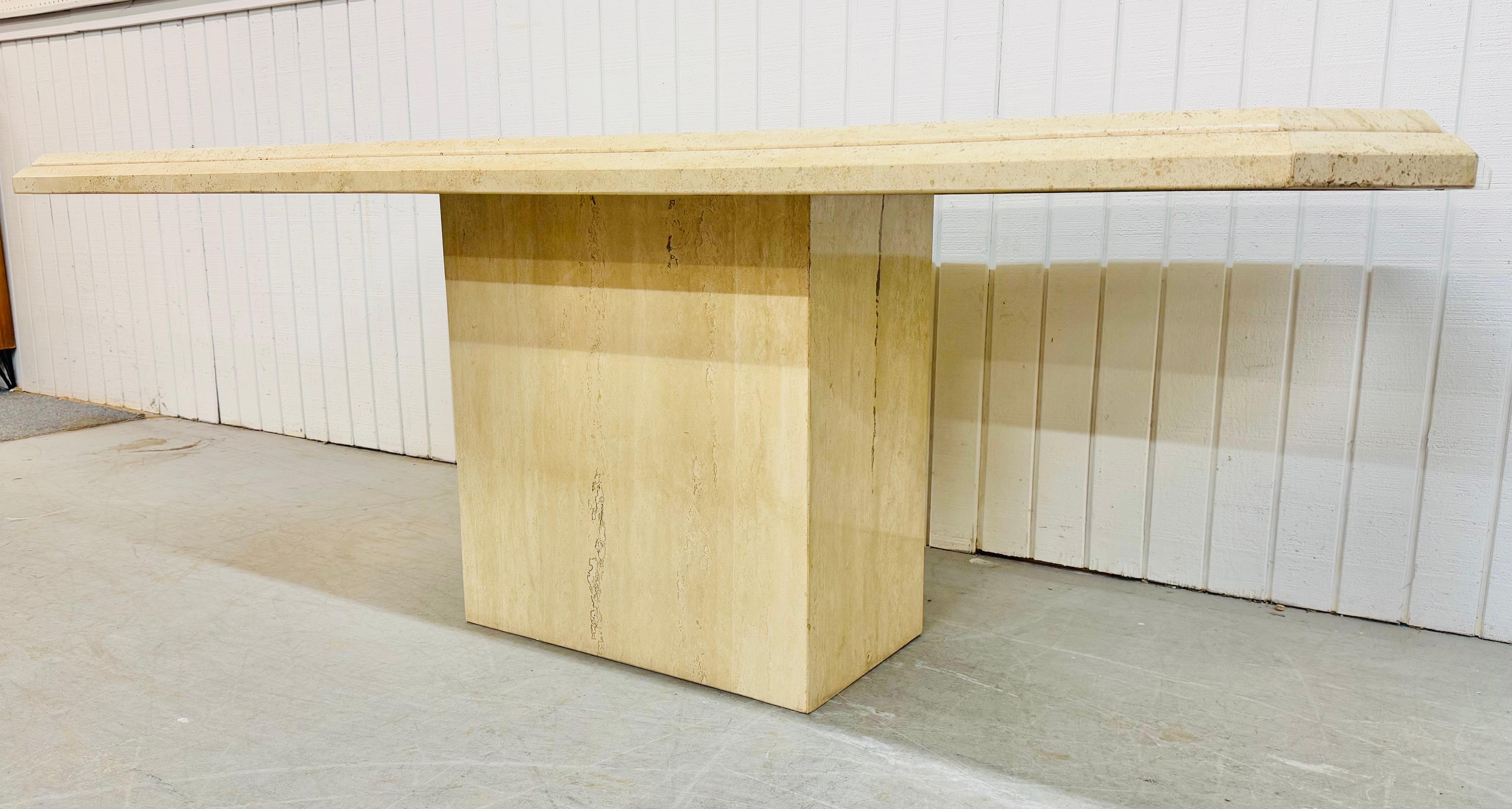 Vintage Italian Modern Travertine Dining Table For Sale 1