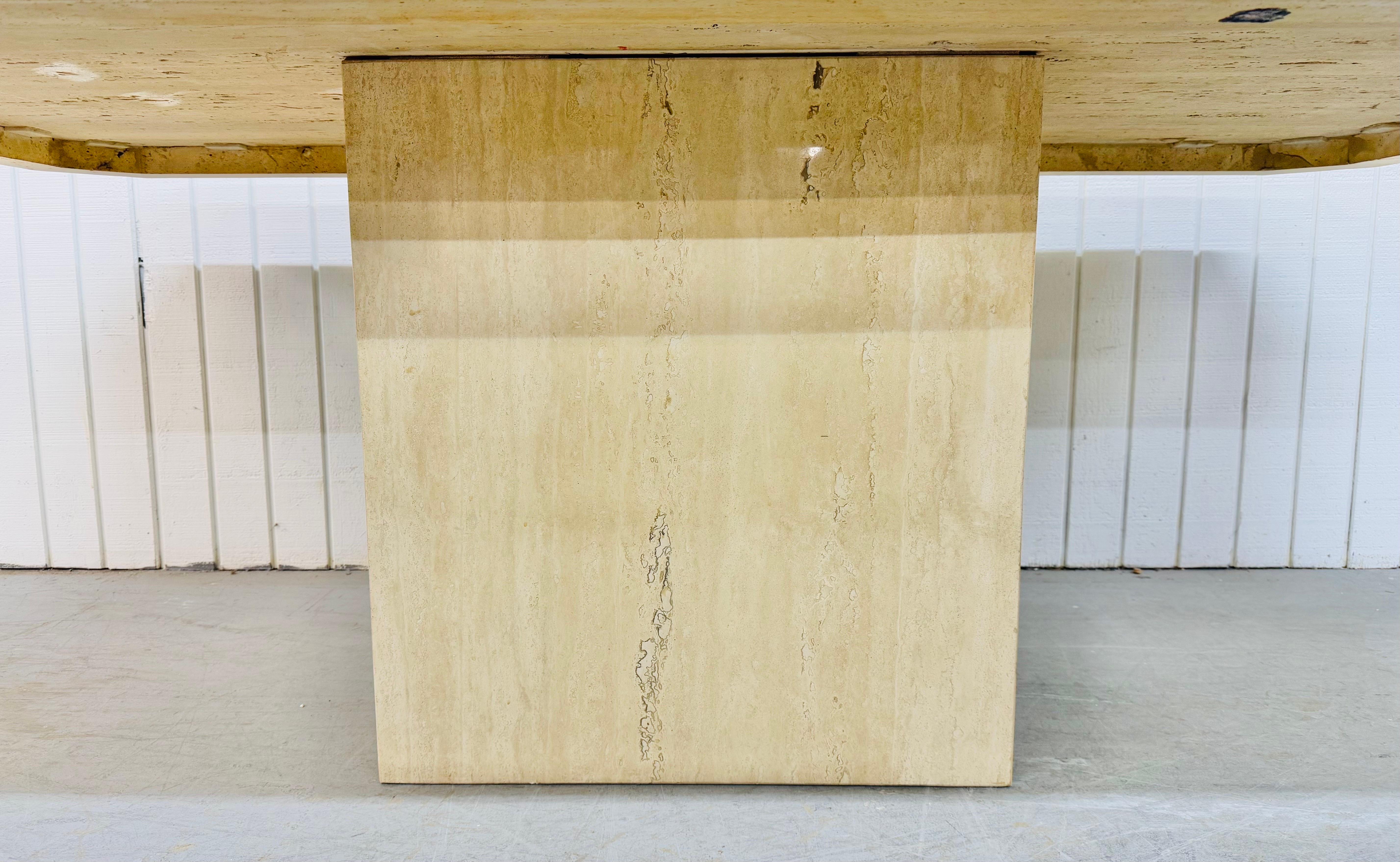 Vintage Italian Modern Travertine Dining Table For Sale 2