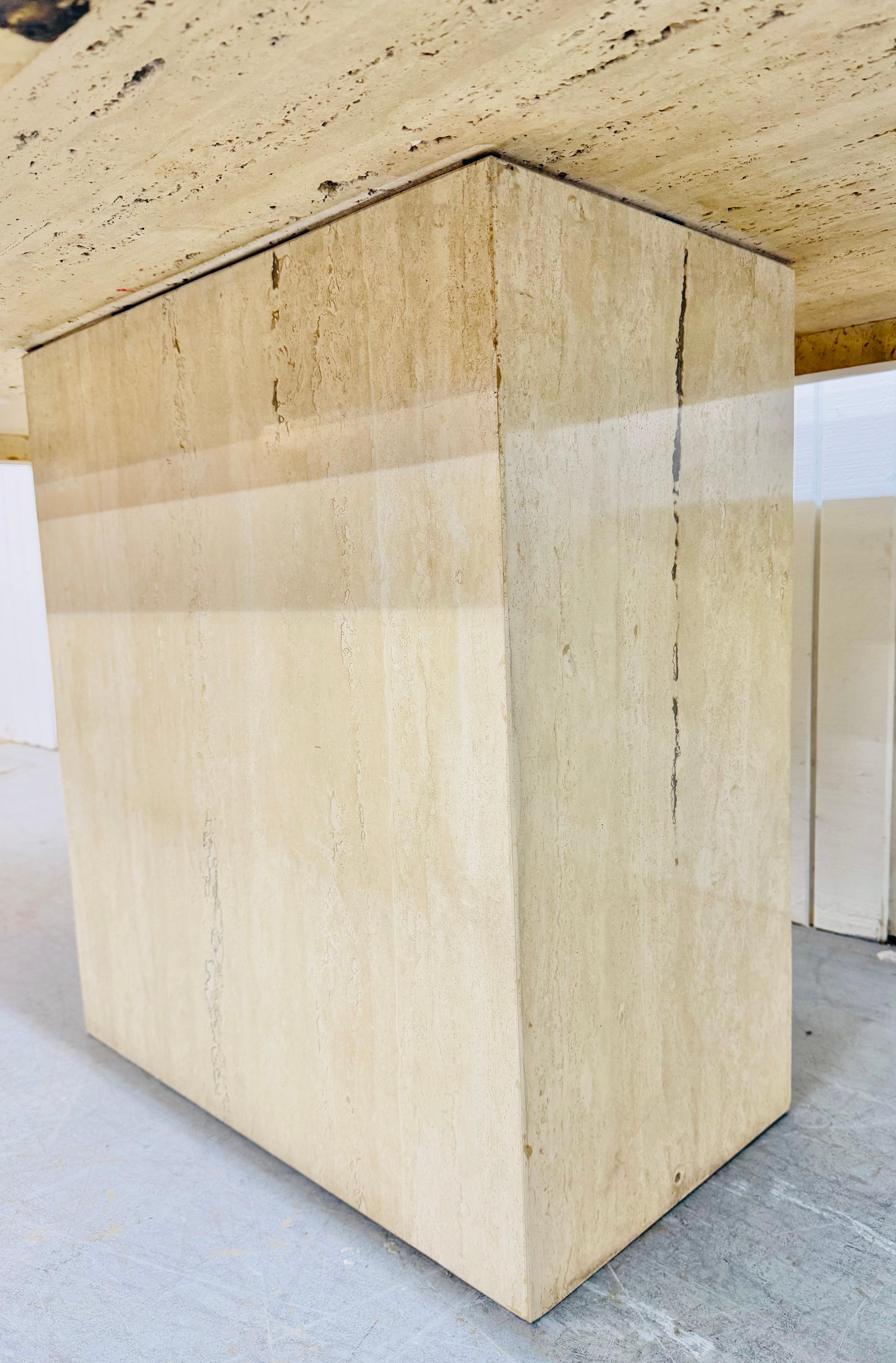 Vintage Italian Modern Travertine Dining Table For Sale 3