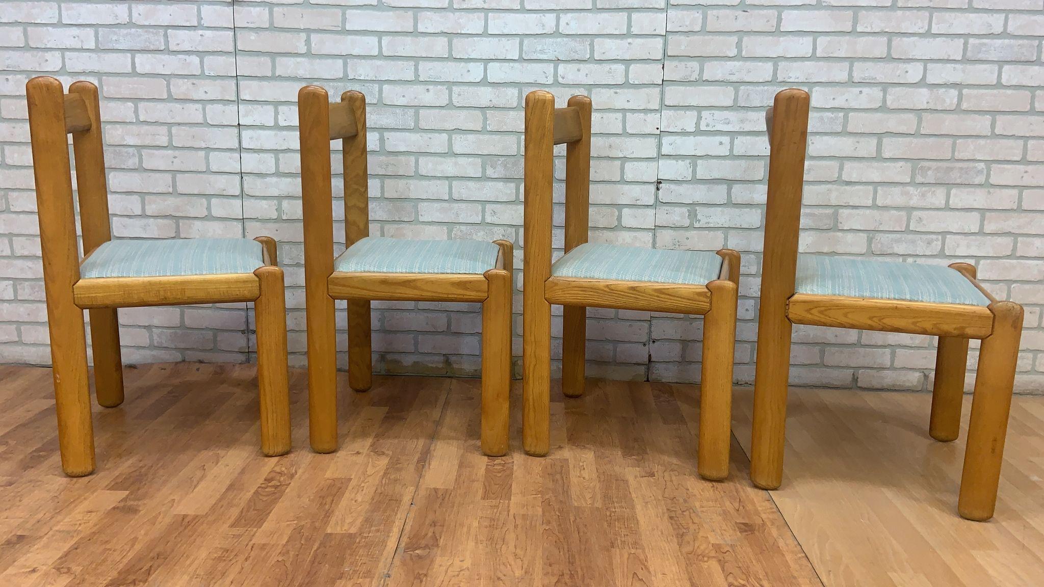 Italienische moderne Vintage-Stühle aus blondem Buchenholz im Vico Magistretti-Stil, 4er-Set (Handgefertigt)