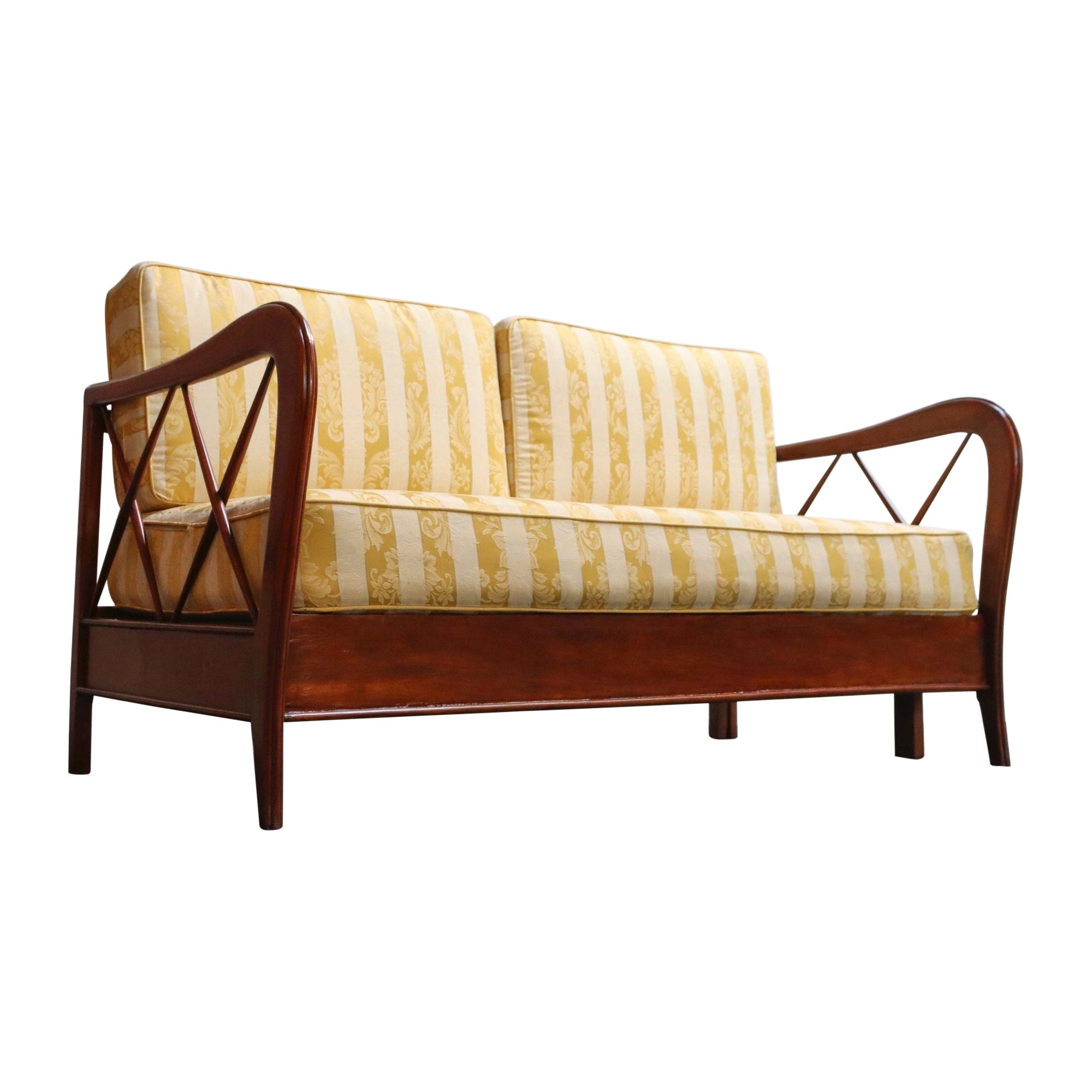 Vintage Italian Modern Walnut Divan Sofa Bed Attributed to Paolo Buffa