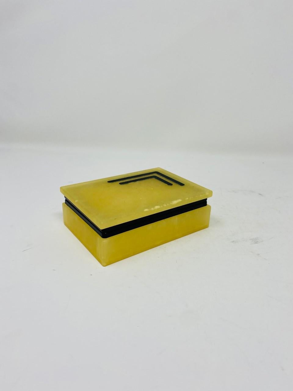 Mid-Century Modern Vintage Italian Modernist Alabaster Trinket Box by Nordstrom For Sale