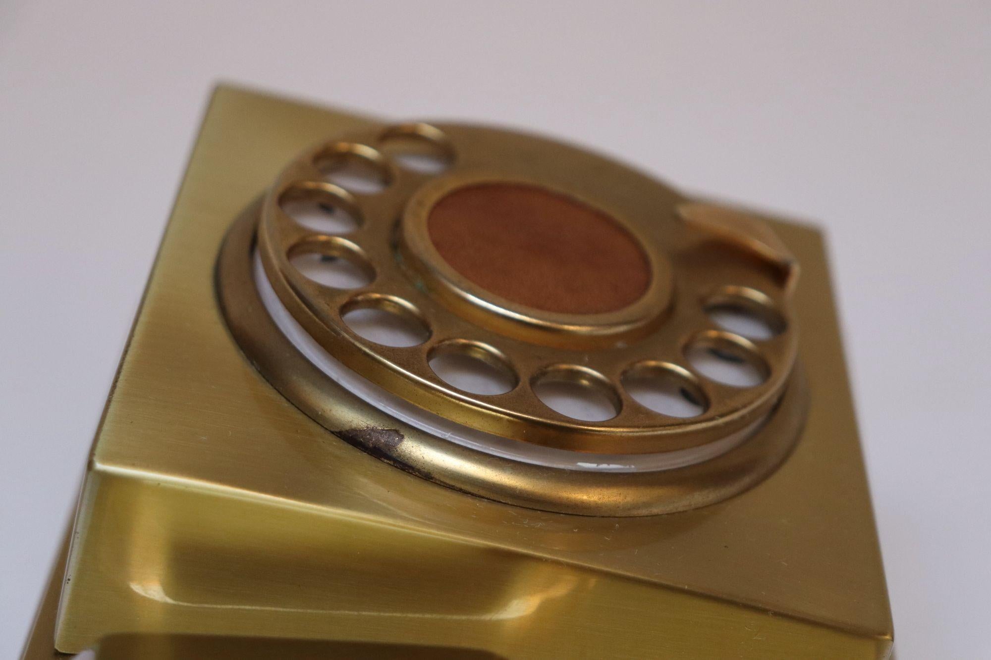 Vintage Italian Modernist Gold Aluminum Rotary Telephone by CR Telefonia For Sale 5