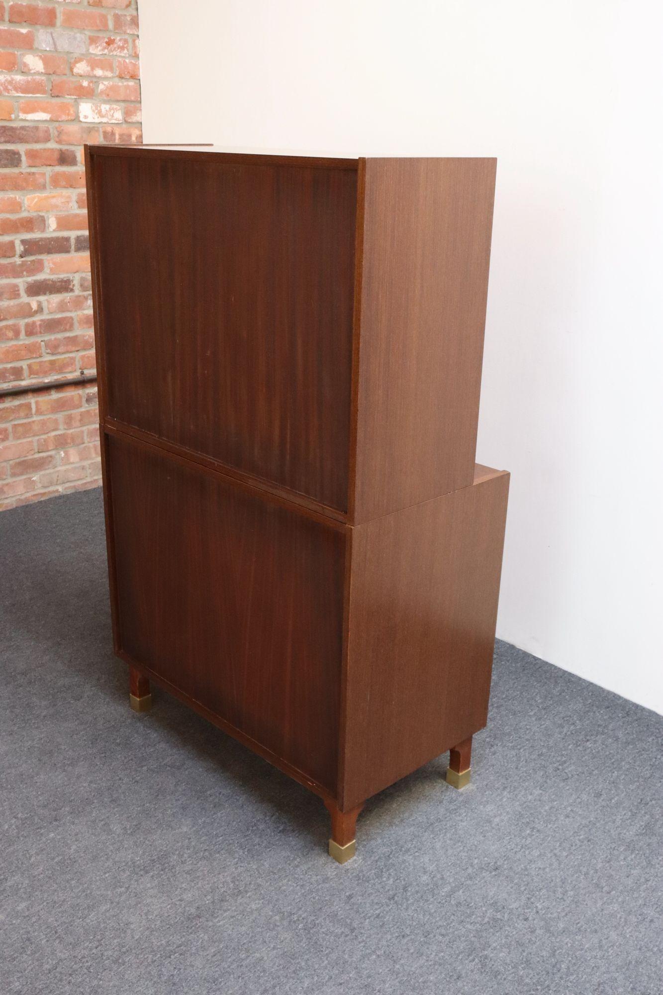 Mobile bar modernista italiano d'epoca in mogano e ottone di Longato Arredamenti in vendita 2