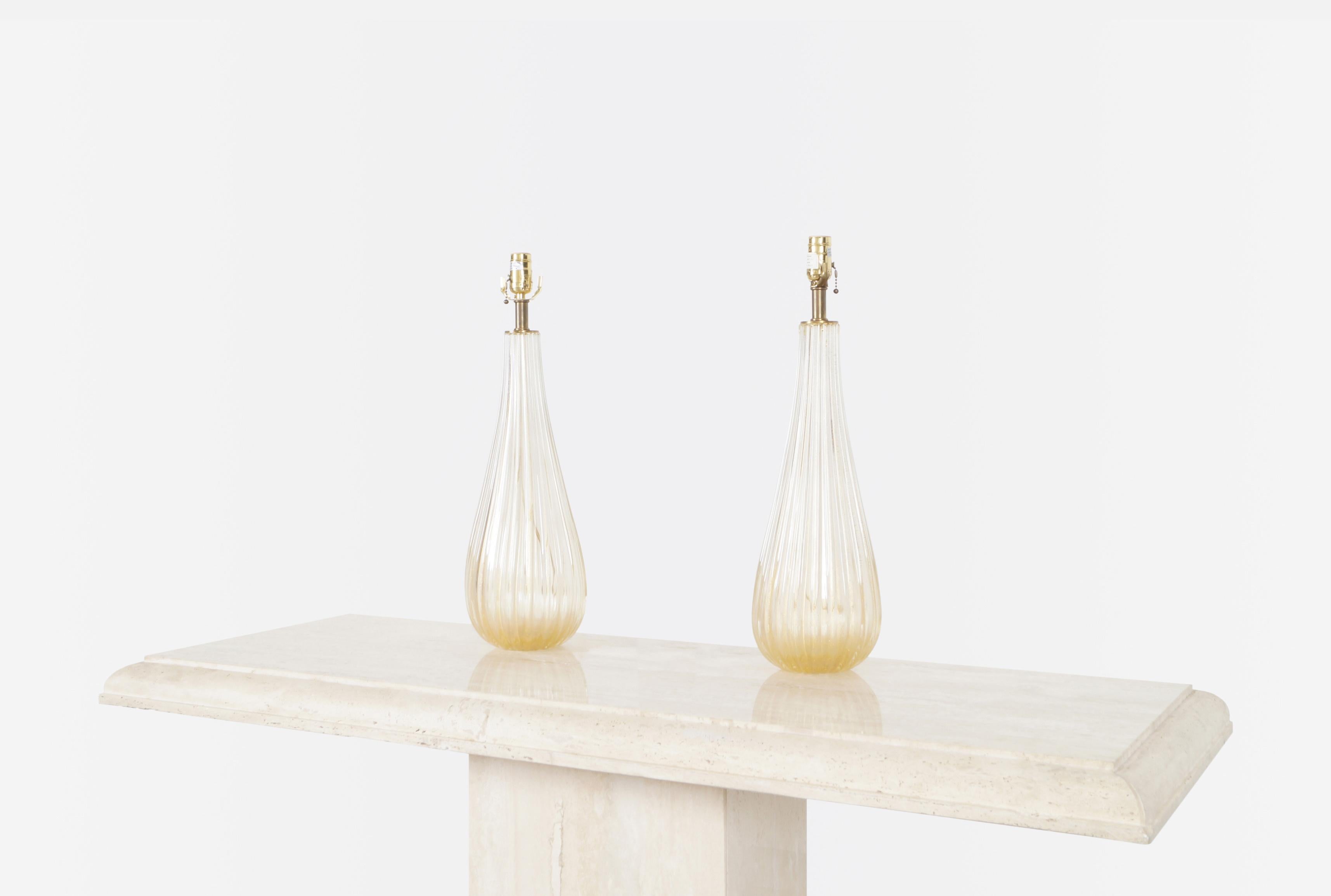Gold Vintage Italian Modernist Murano Lamps