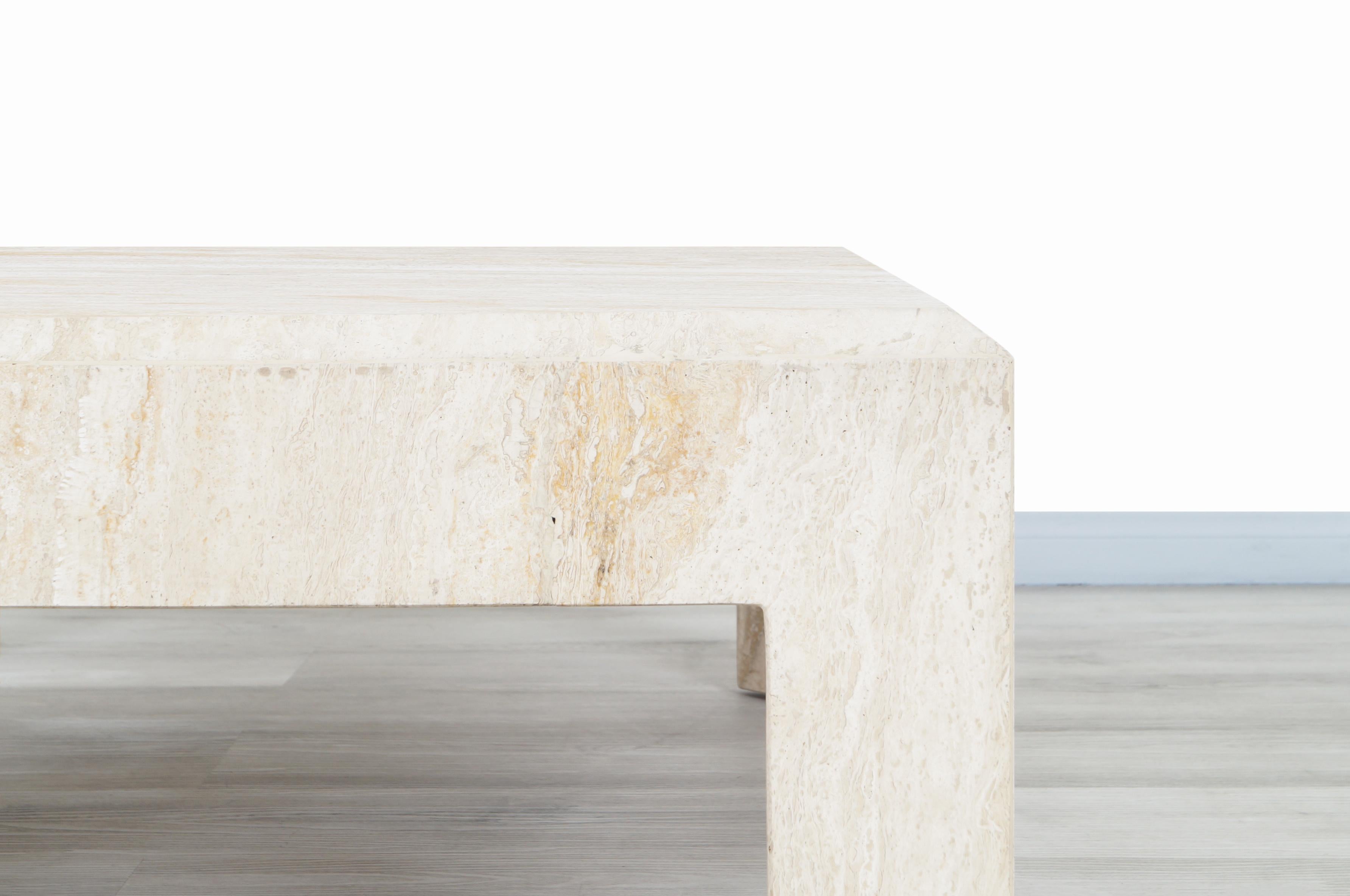 Mid-Century Modern Vintage Italian Modernist Travertine Coffee Table