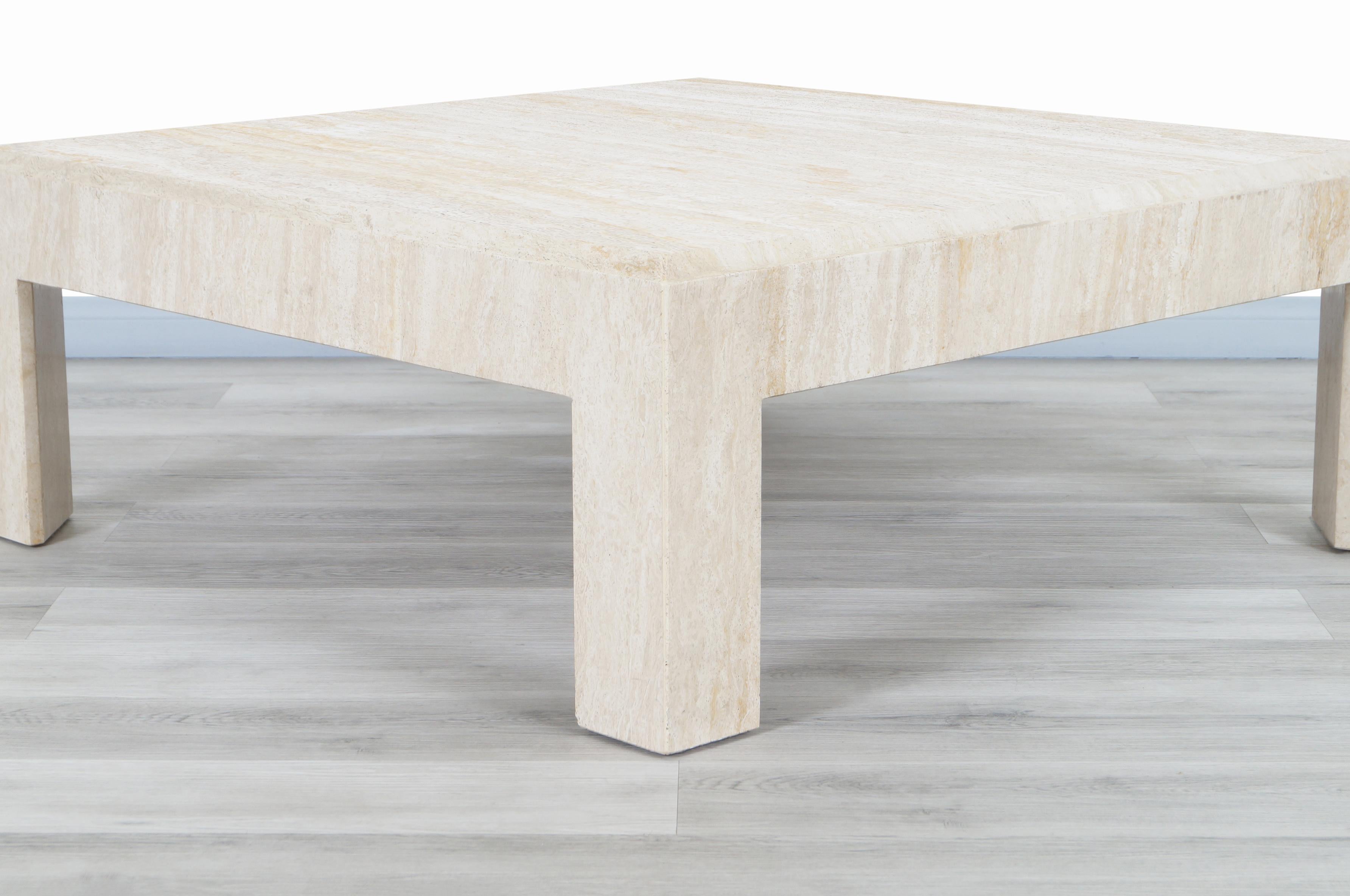 Late 20th Century Vintage Italian Modernist Travertine Coffee Table