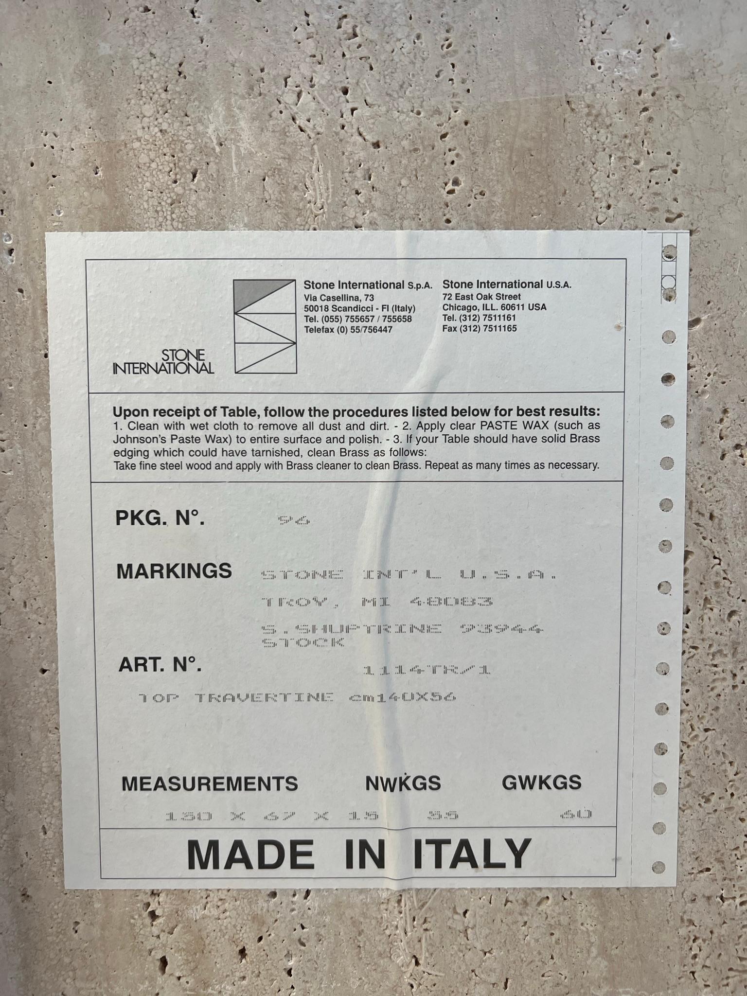 Vintage Italian Modernist Travertine Console Table by Stone International, 1970s 5