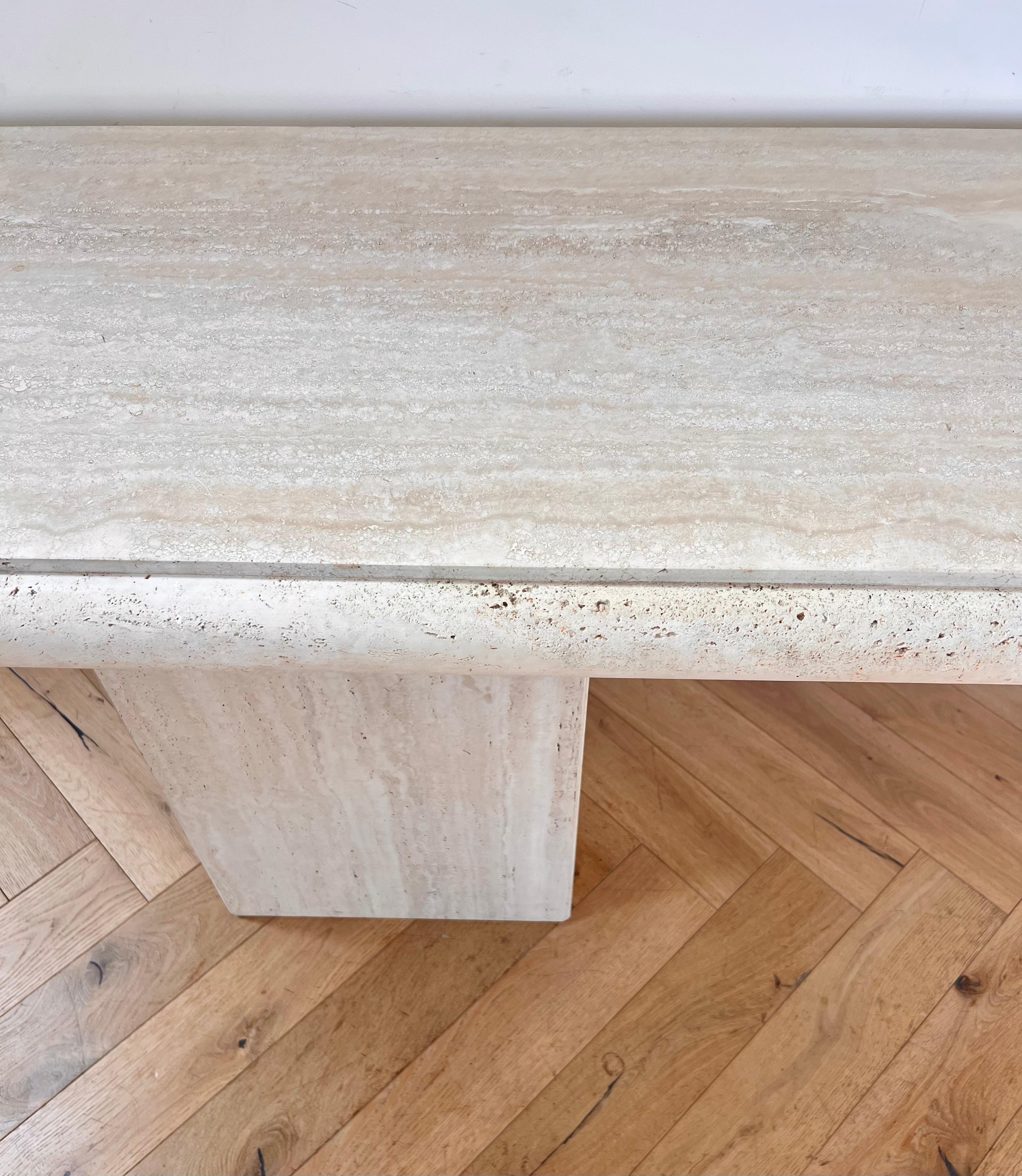 20th Century Vintage Italian Modernist Travertine Console Table by Stone International, 1970s