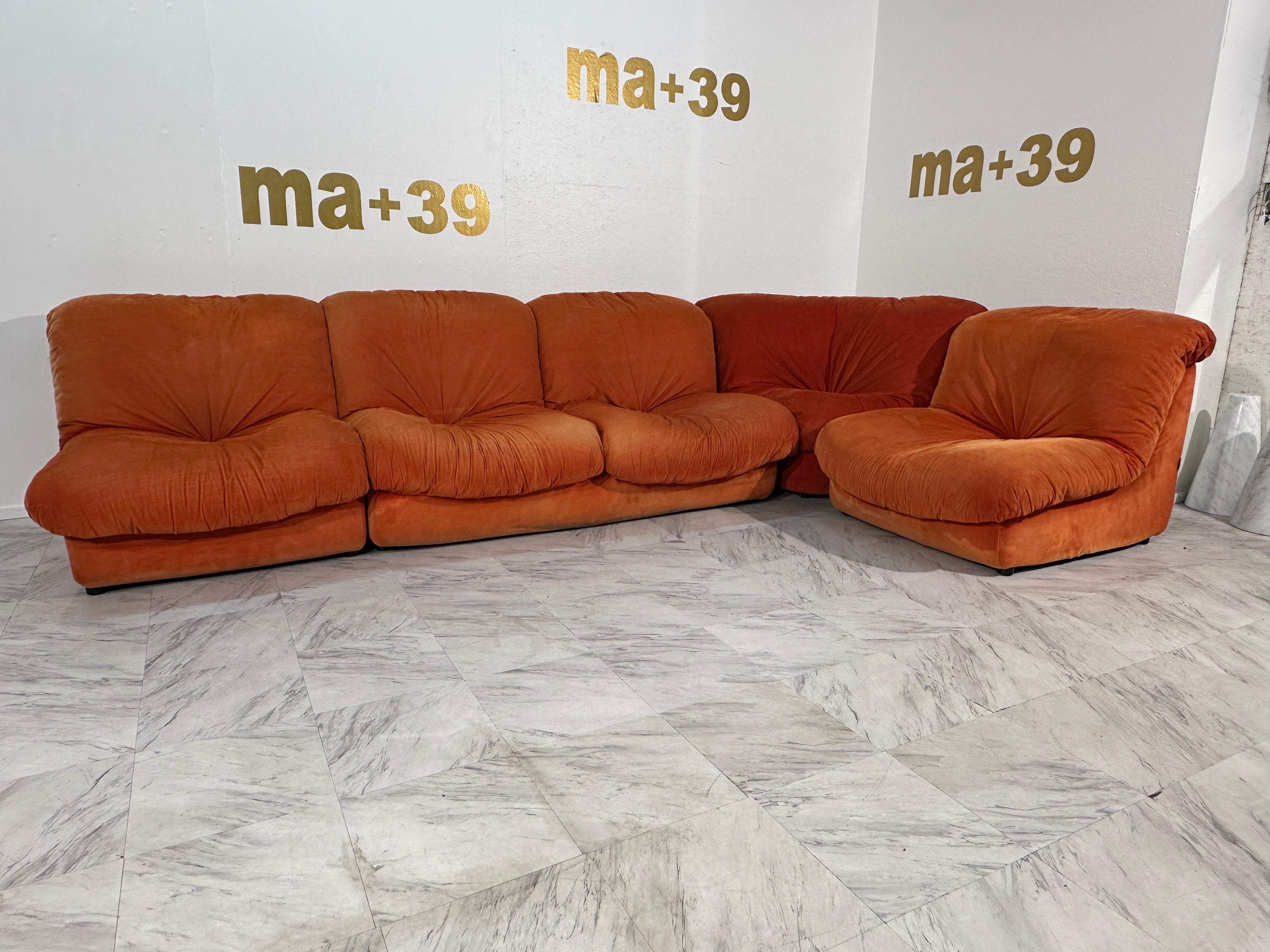 Vintage Italian Modular Sofa From Airborne, 1960s Italy 5 pieces For Sale 2