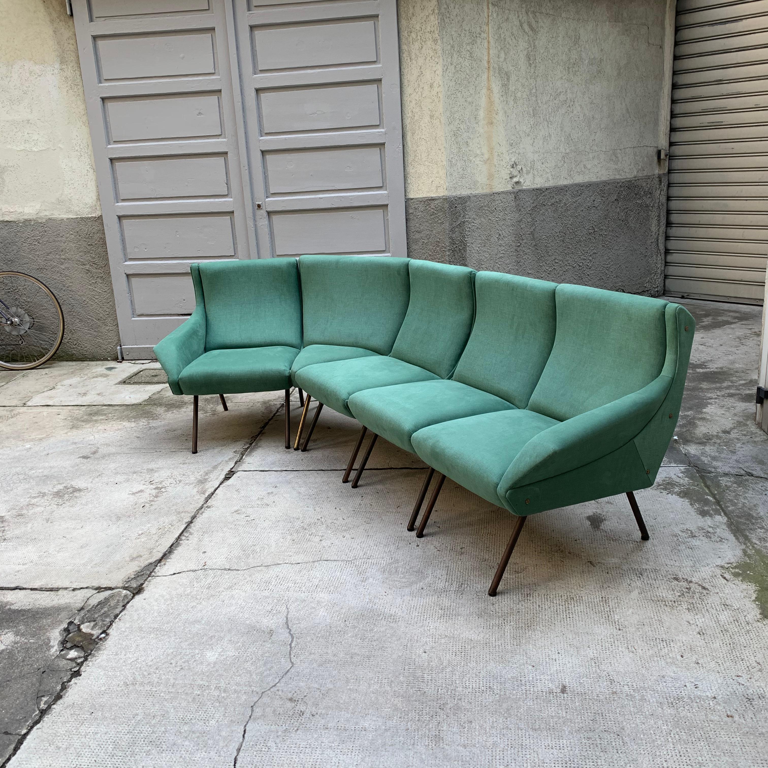 Mid-Century Modern Vintage Italian Modular Sofa Set, 1950s, Set of 5 For Sale