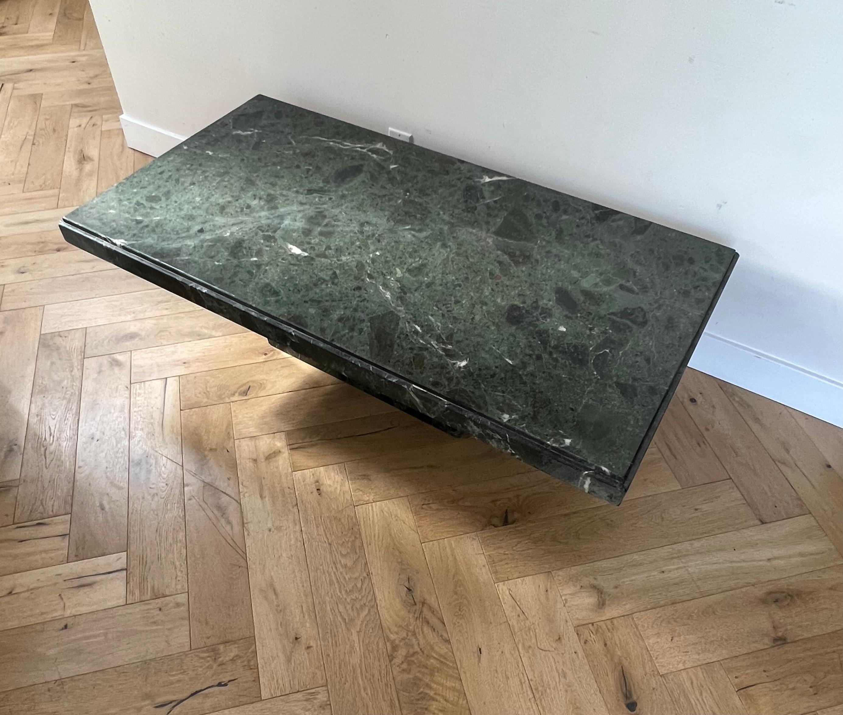 Vintage Italian Monolithic Green Marble Coffee Table, 1970s 3