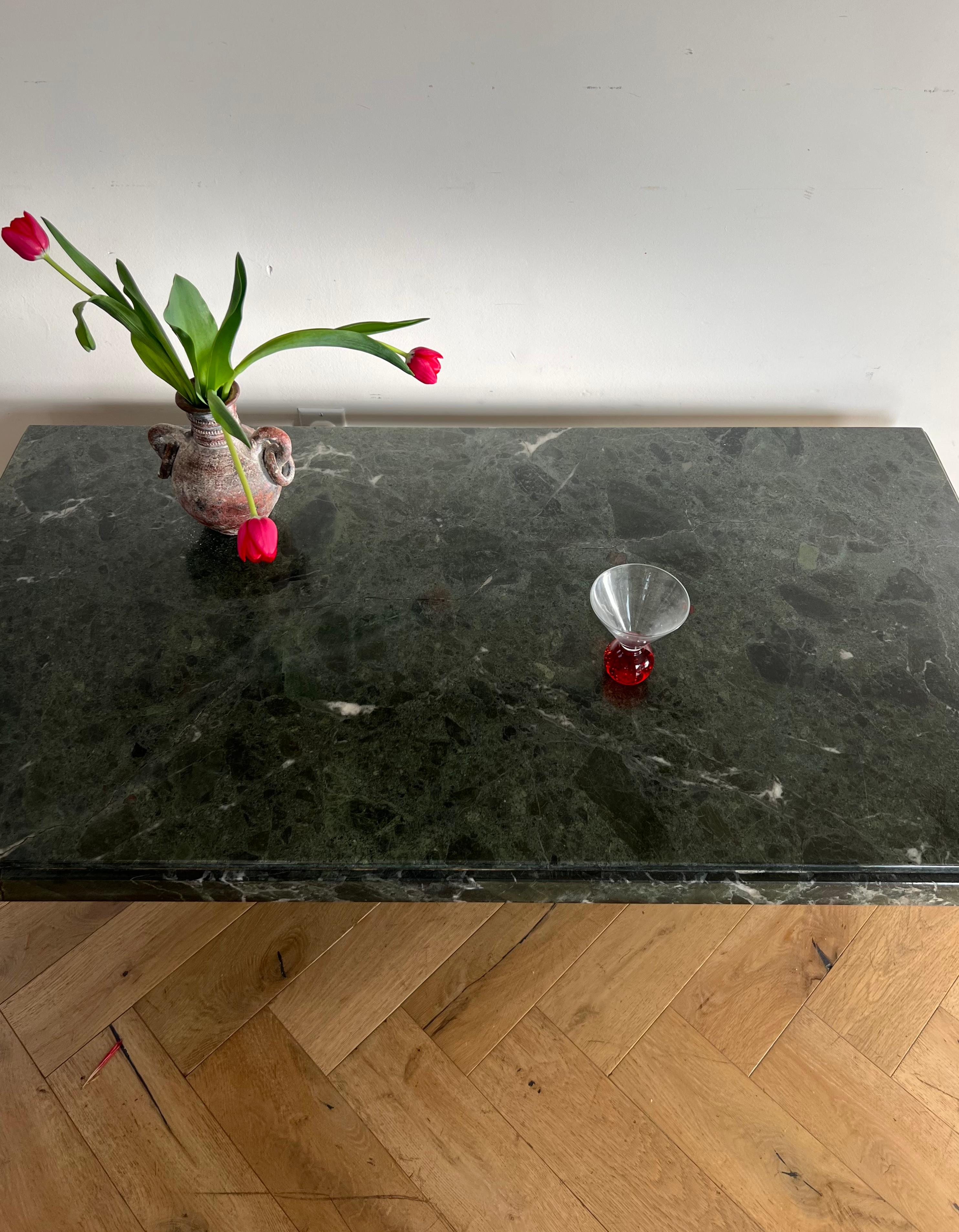 Vintage Italian Monolithic Green Marble Coffee Table, 1970s 4