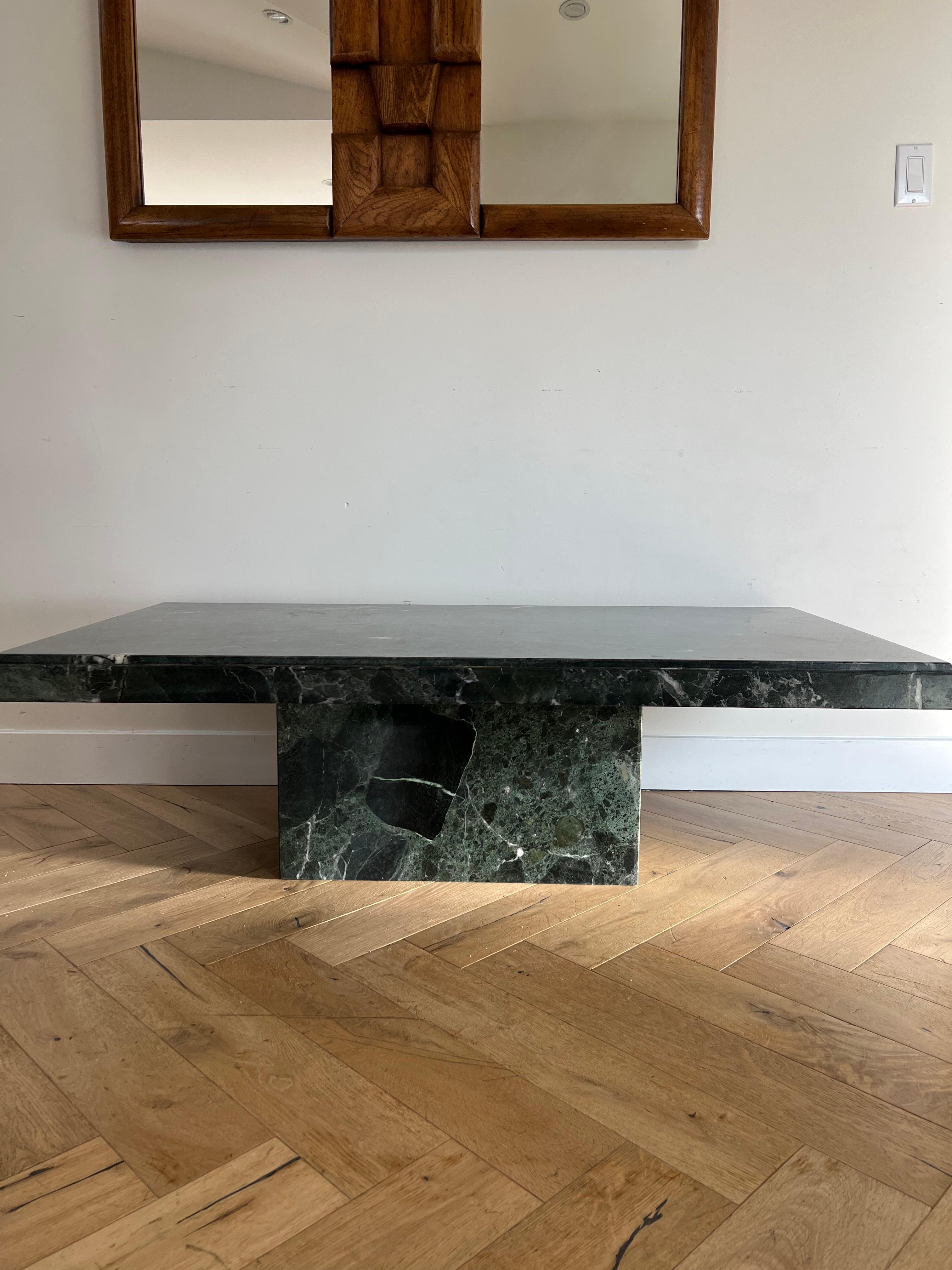 Vintage Italian Monolithic Green Marble Coffee Table, 1970s 6