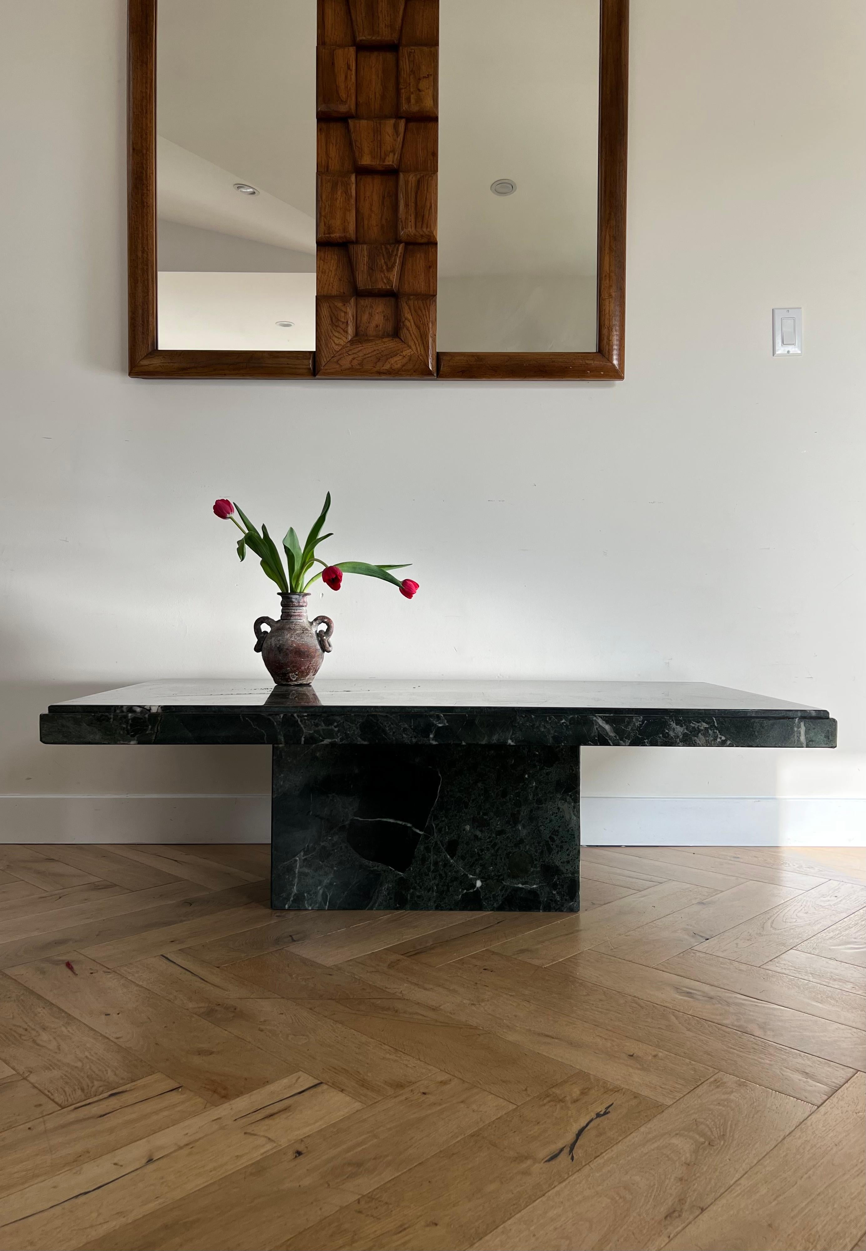 Vintage Italian Monolithic Green Marble Coffee Table, 1970s 7