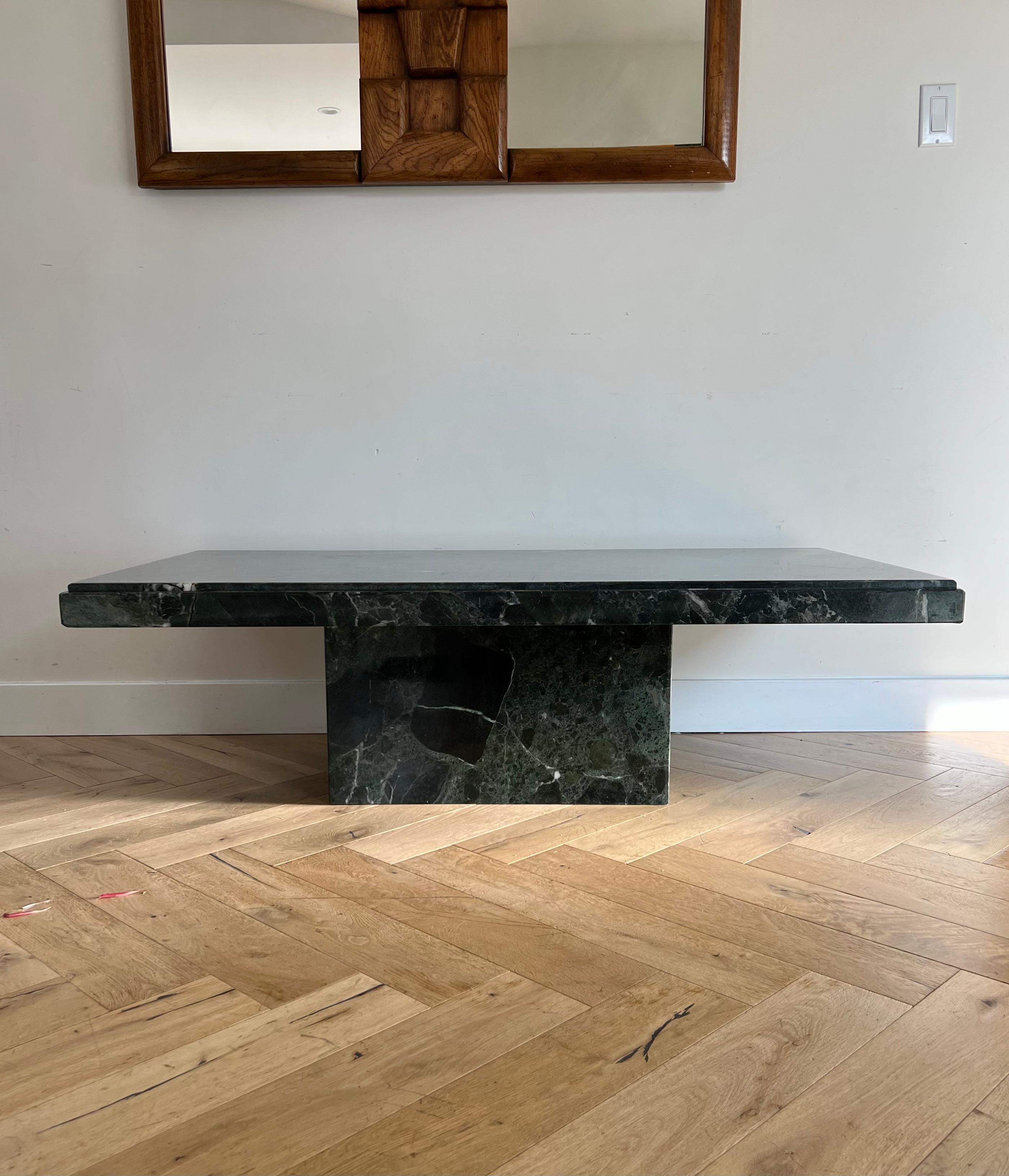 Vintage Italian Monolithic Green Marble Coffee Table, 1970s 10