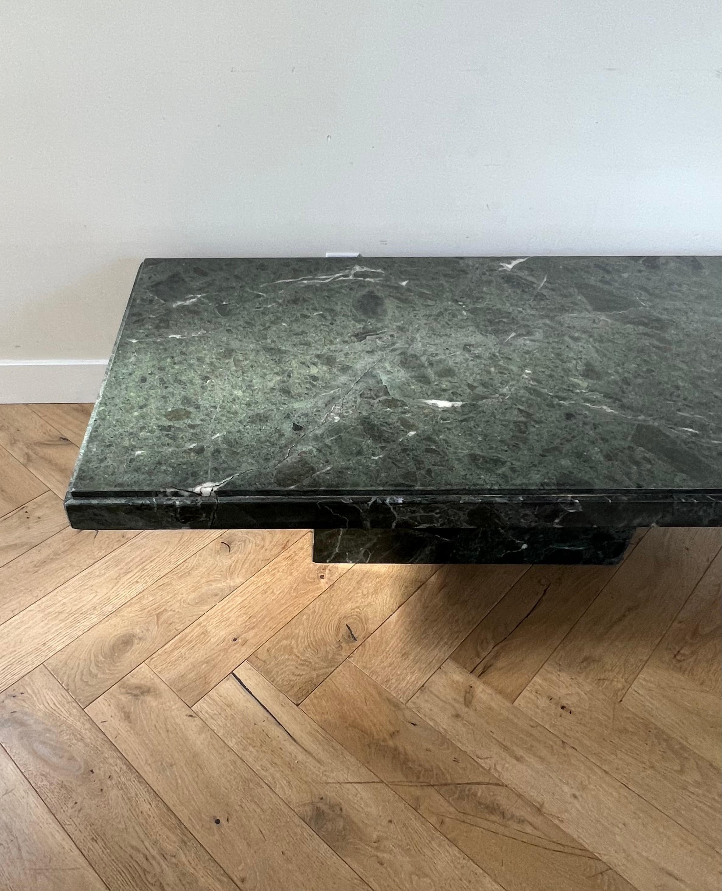Vintage Italian Monolithic Green Marble Coffee Table, 1970s 13