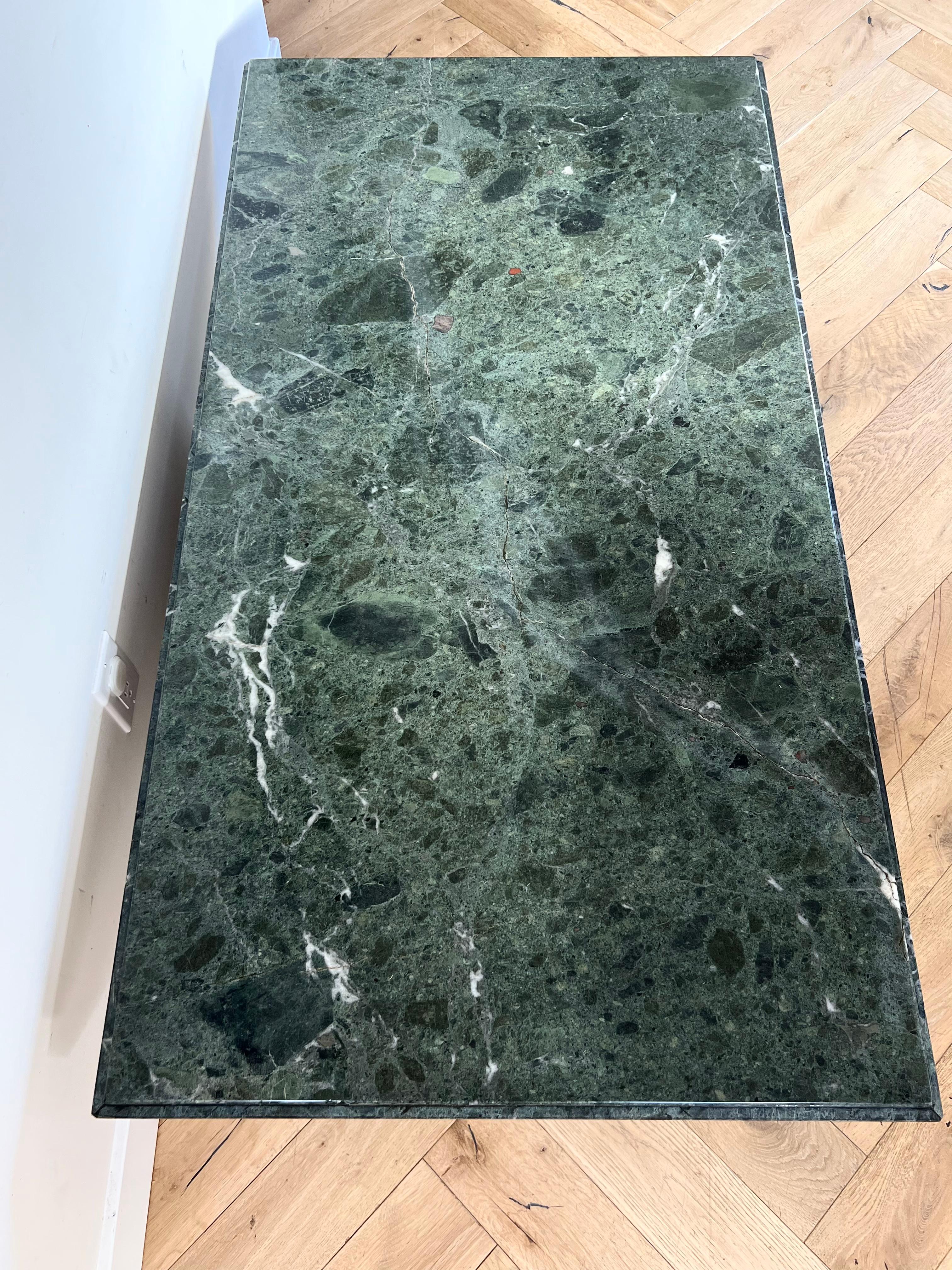 Vintage Italian Monolithic Green Marble Coffee Table, 1970s In Good Condition In View Park, CA