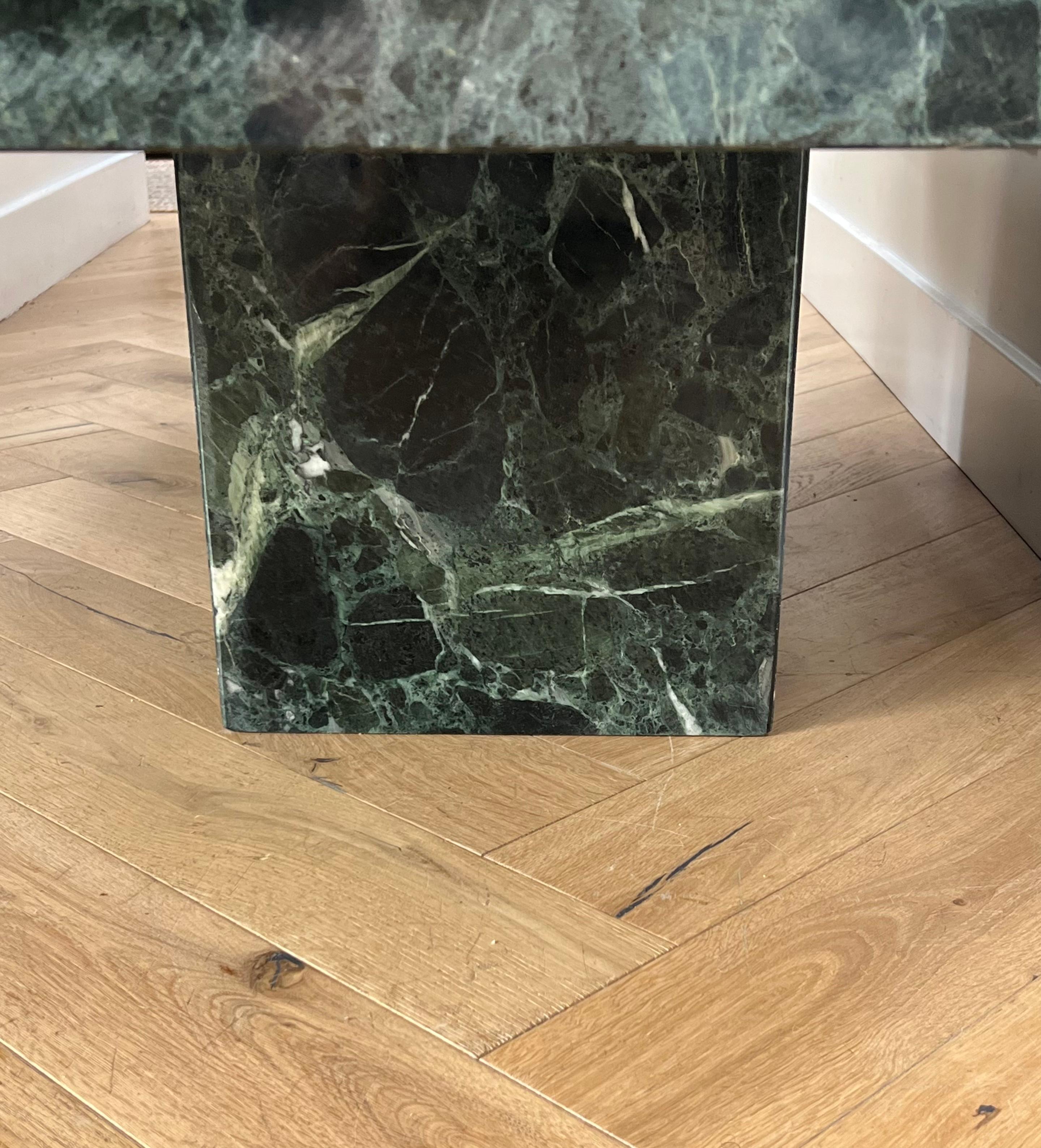 Late 20th Century Vintage Italian Monolithic Green Marble Coffee Table, 1970s