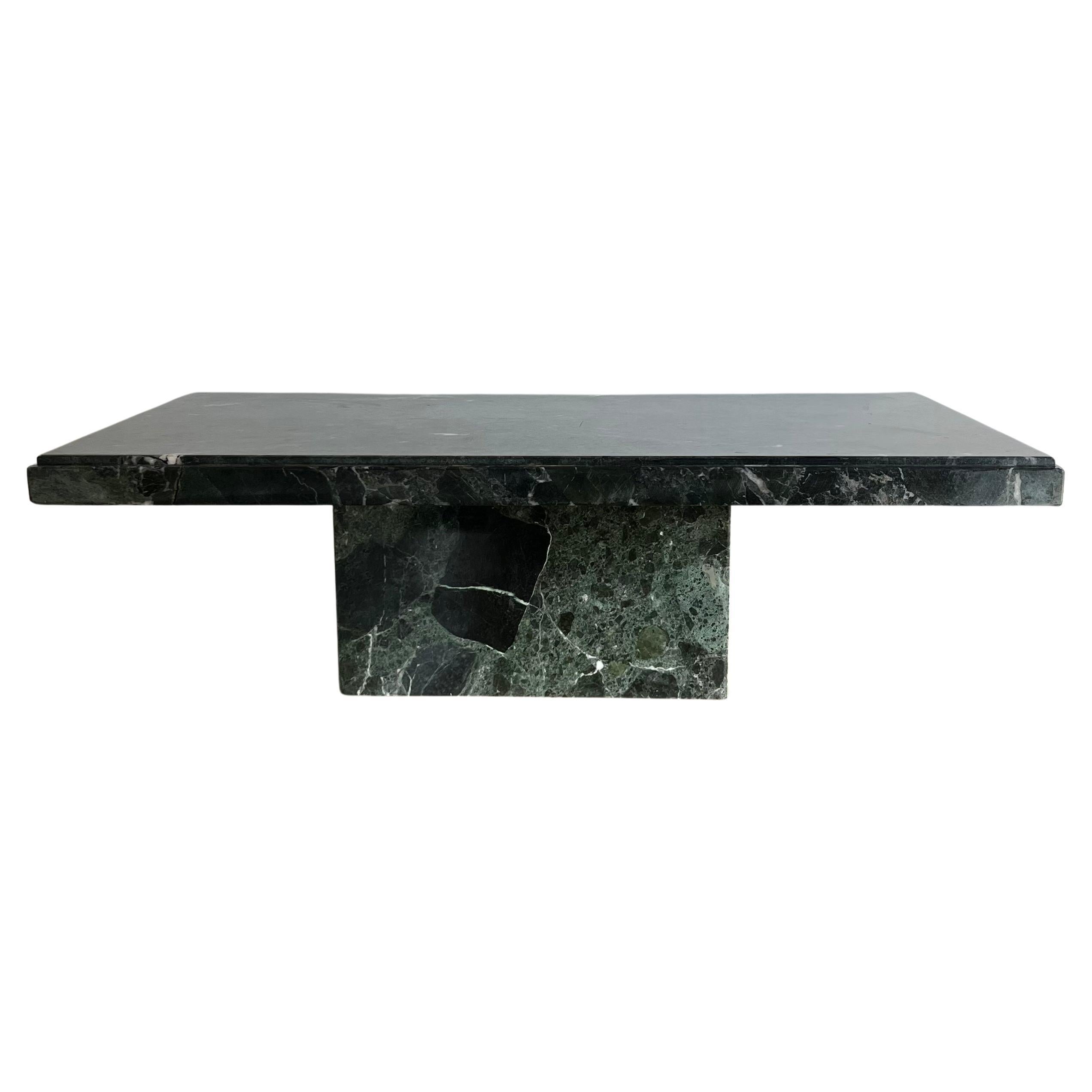 Vintage Italian Monolithic Green Marble Coffee Table, 1970s