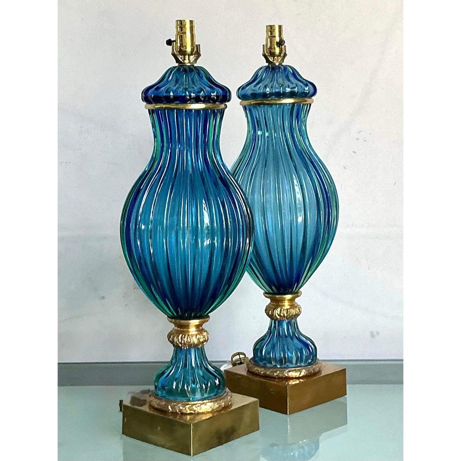 Vintage Italian Lamps monumentali in vetro artistico di Murano - una coppia in vendita 1