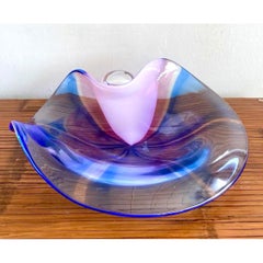 Vintage Italian Monumental Handblown Seguso for Oggetti Glass Bowl