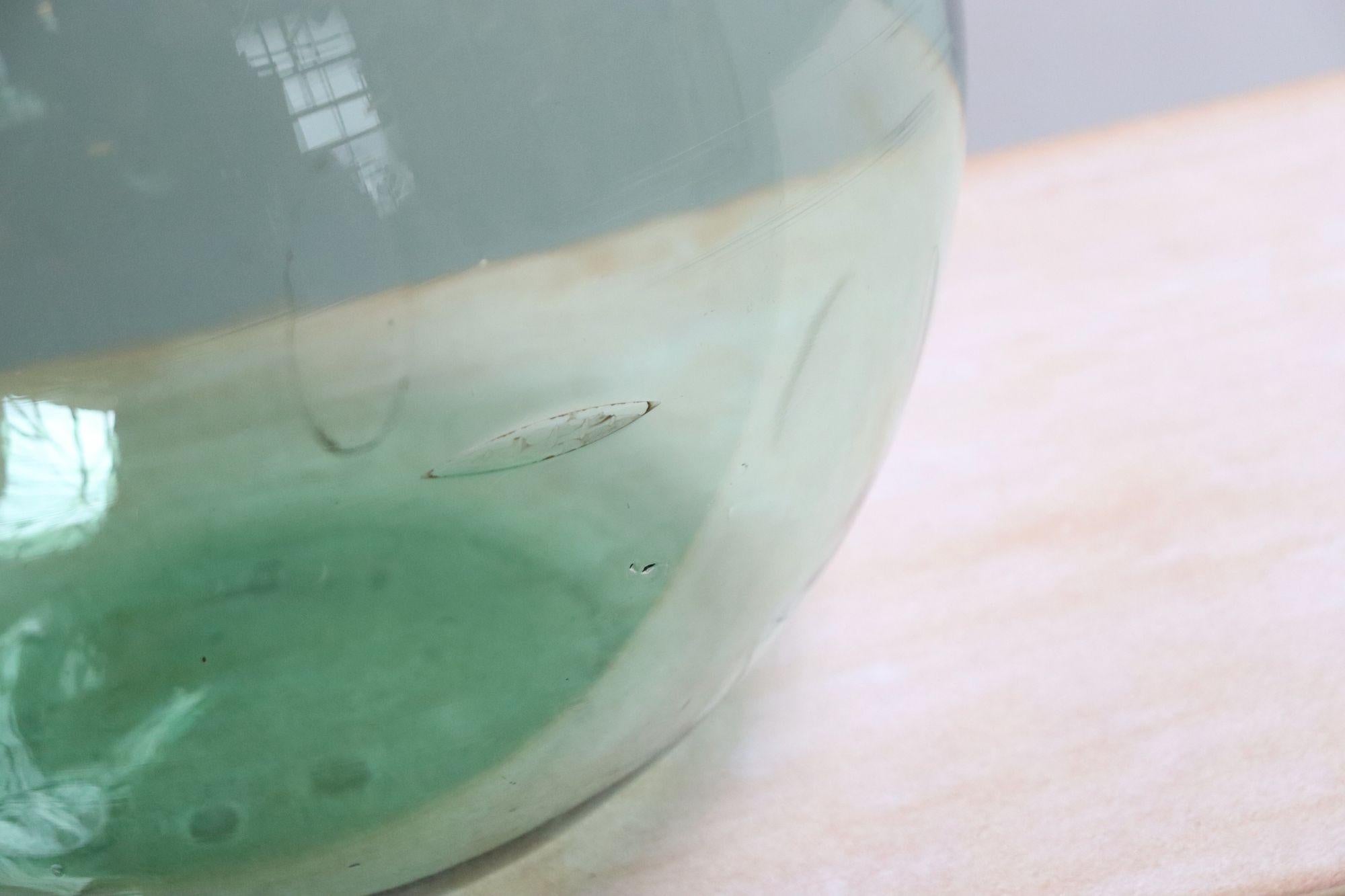 Vintage Italian Mouth Blown Glass Bulbous Demijohn in Seafoam Green For Sale 7