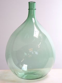 Vintage Italian Mouth Blown Glass Bulbous Demijohn in Seafoam Green