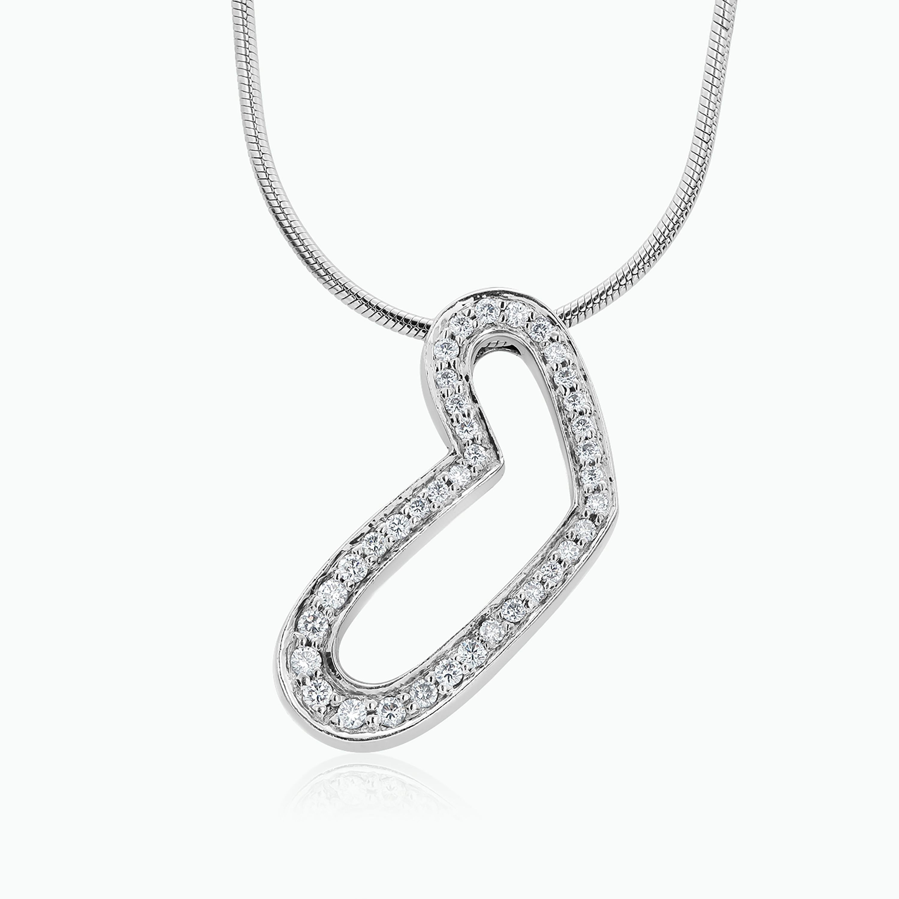 Contemporary  Movado Heart Diamond Eighteen Karat White Gold Necklace Pendant