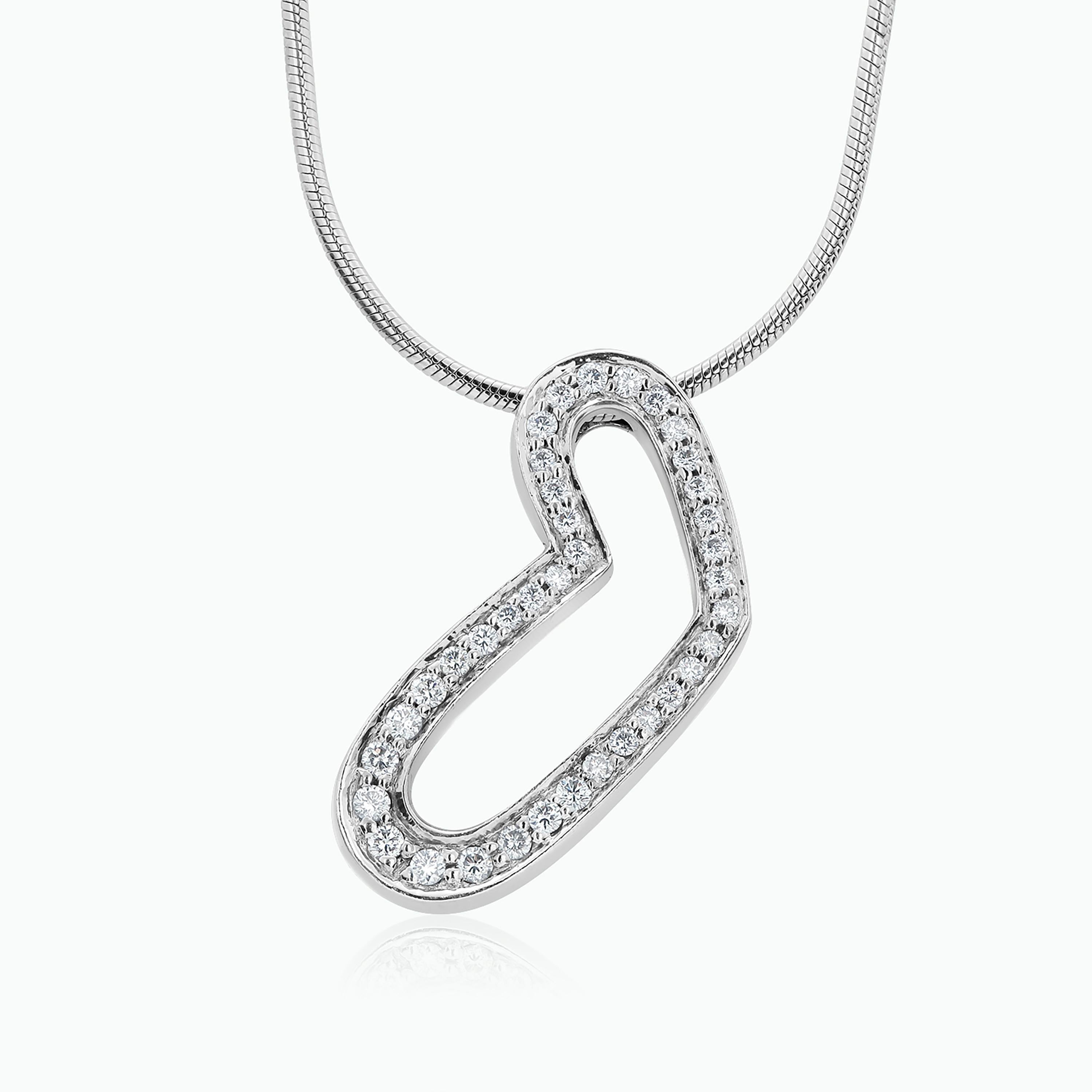 Contemporary Movado Heart Diamond Eighteen Karat White Gold Necklace Pendant