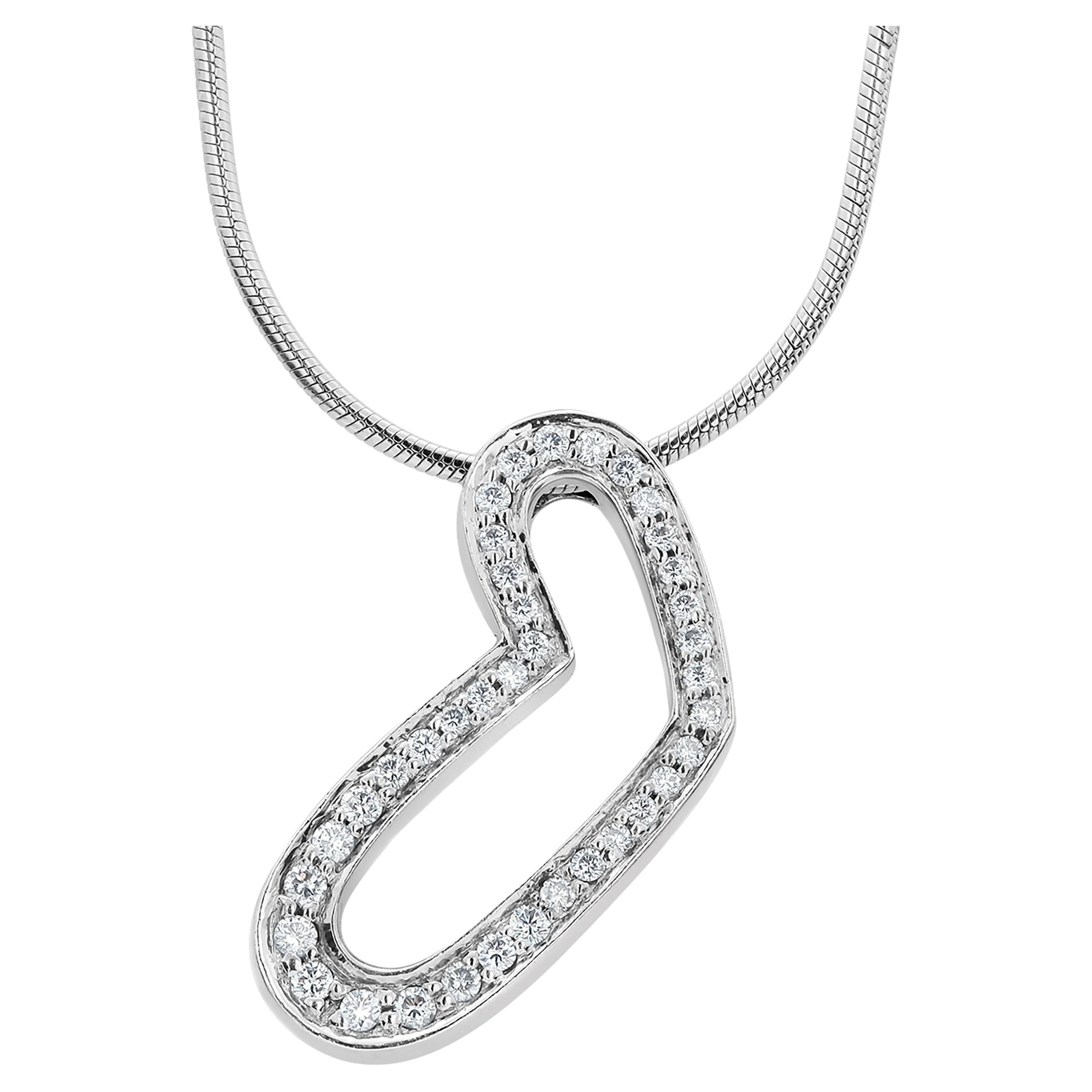  Movado Heart Diamond Eighteen Karat White Gold Necklace Pendant