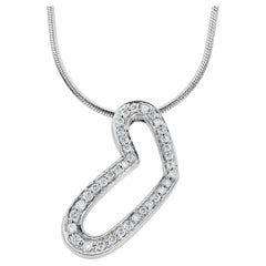 Vintage Italian Movado Heart Diamond White Gold Necklace Pendant