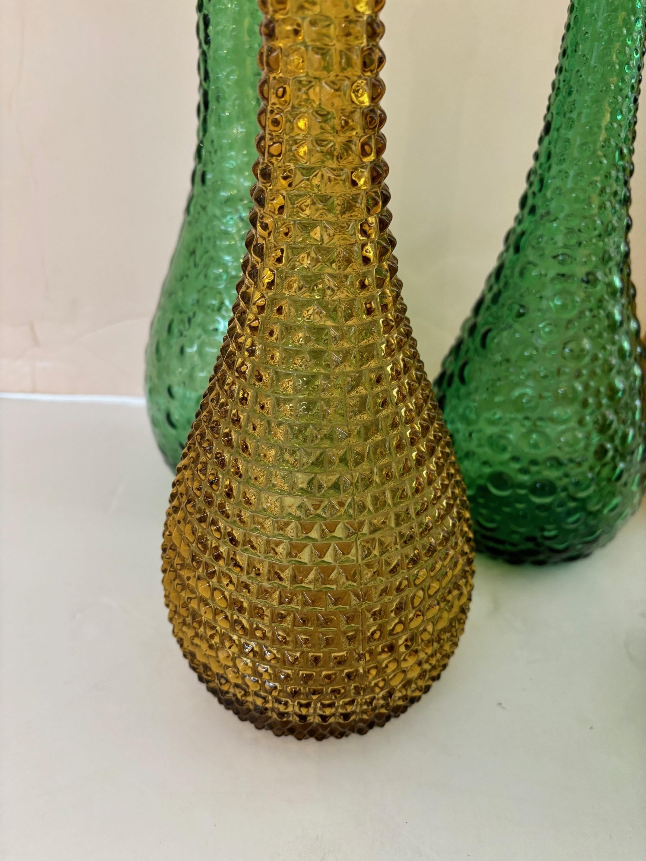 Bottiglia Decanter Empoli d'epoca multicolore con design geometrico con tappi in vendita 6