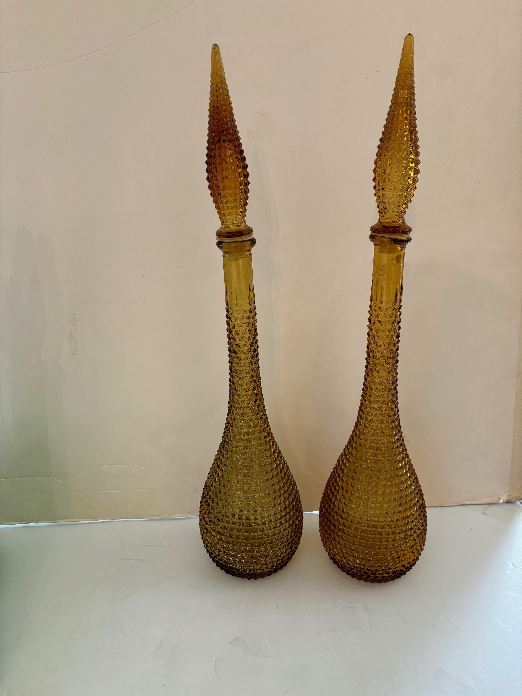 Bottiglia Decanter Empoli d'epoca multicolore con design geometrico con tappi in vendita 1