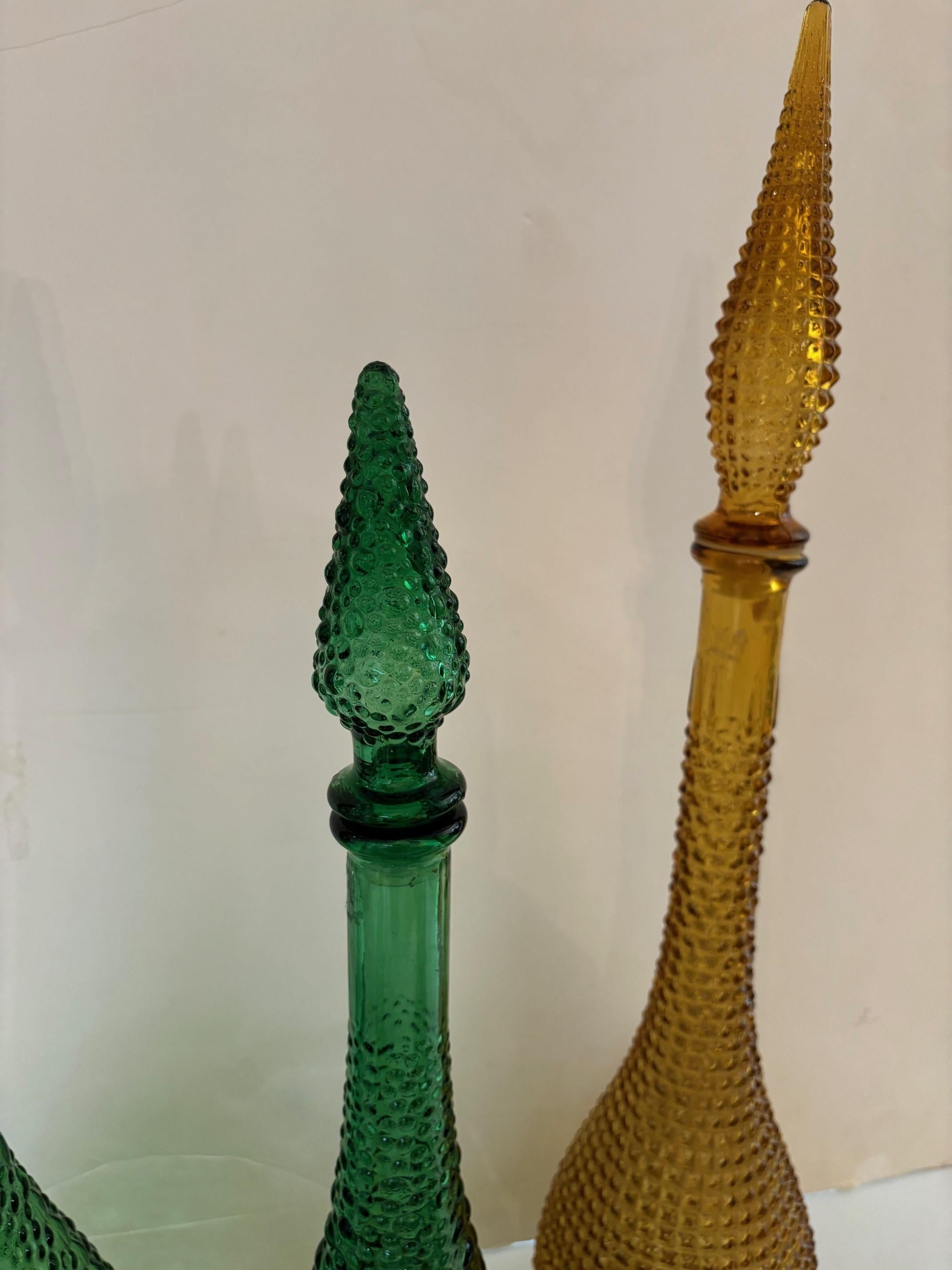 Bottiglia Decanter Empoli d'epoca multicolore con design geometrico con tappi in vendita 3