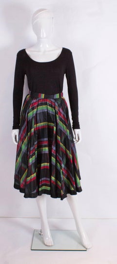Vintage Italian Multi Colour  Stripe Silk Skirt with Black Frilled Underskirt