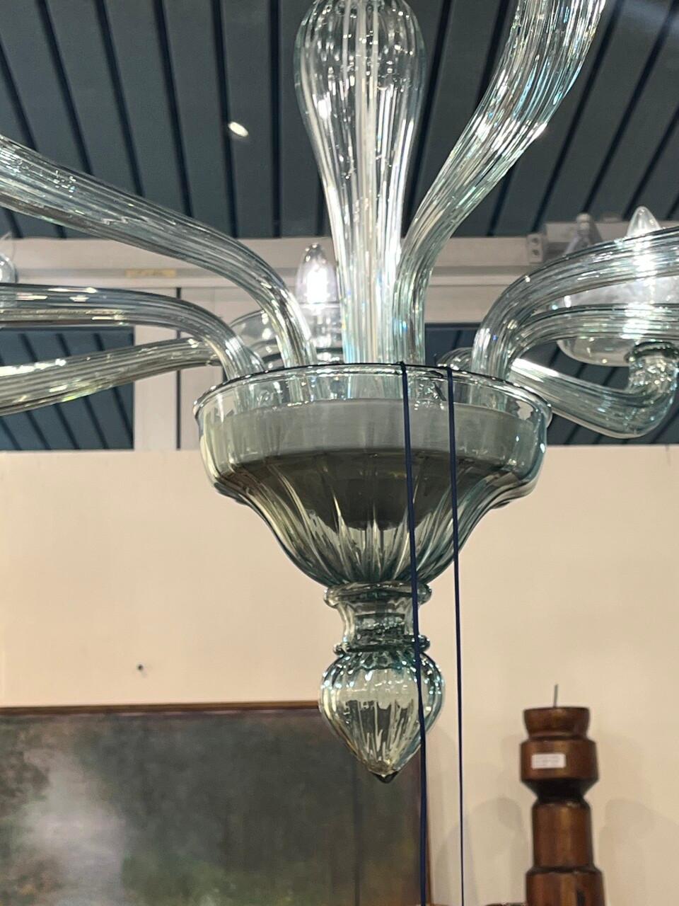 Modern Vintage Italian Murano 8 Light Chandelier For Sale